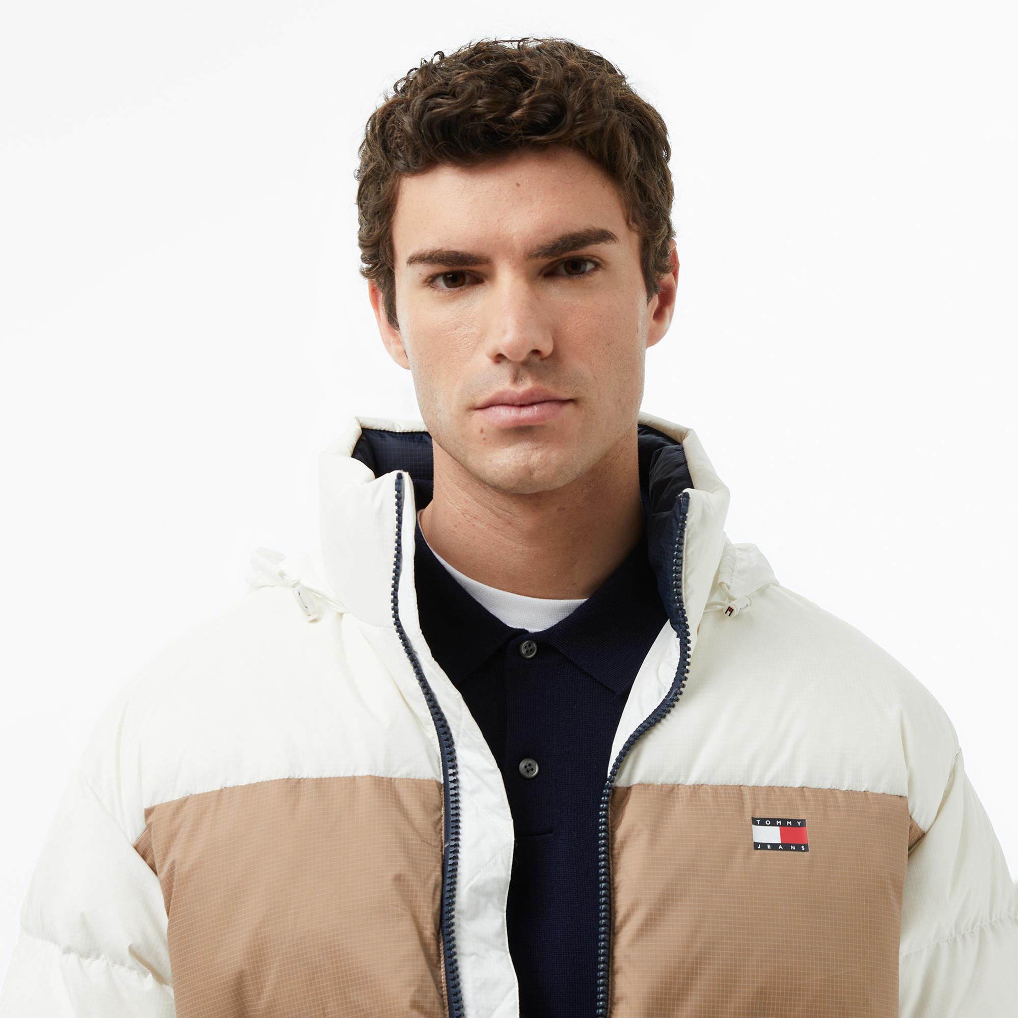Tommy Jeans Alaska Erkek Beyaz Puffer Mont