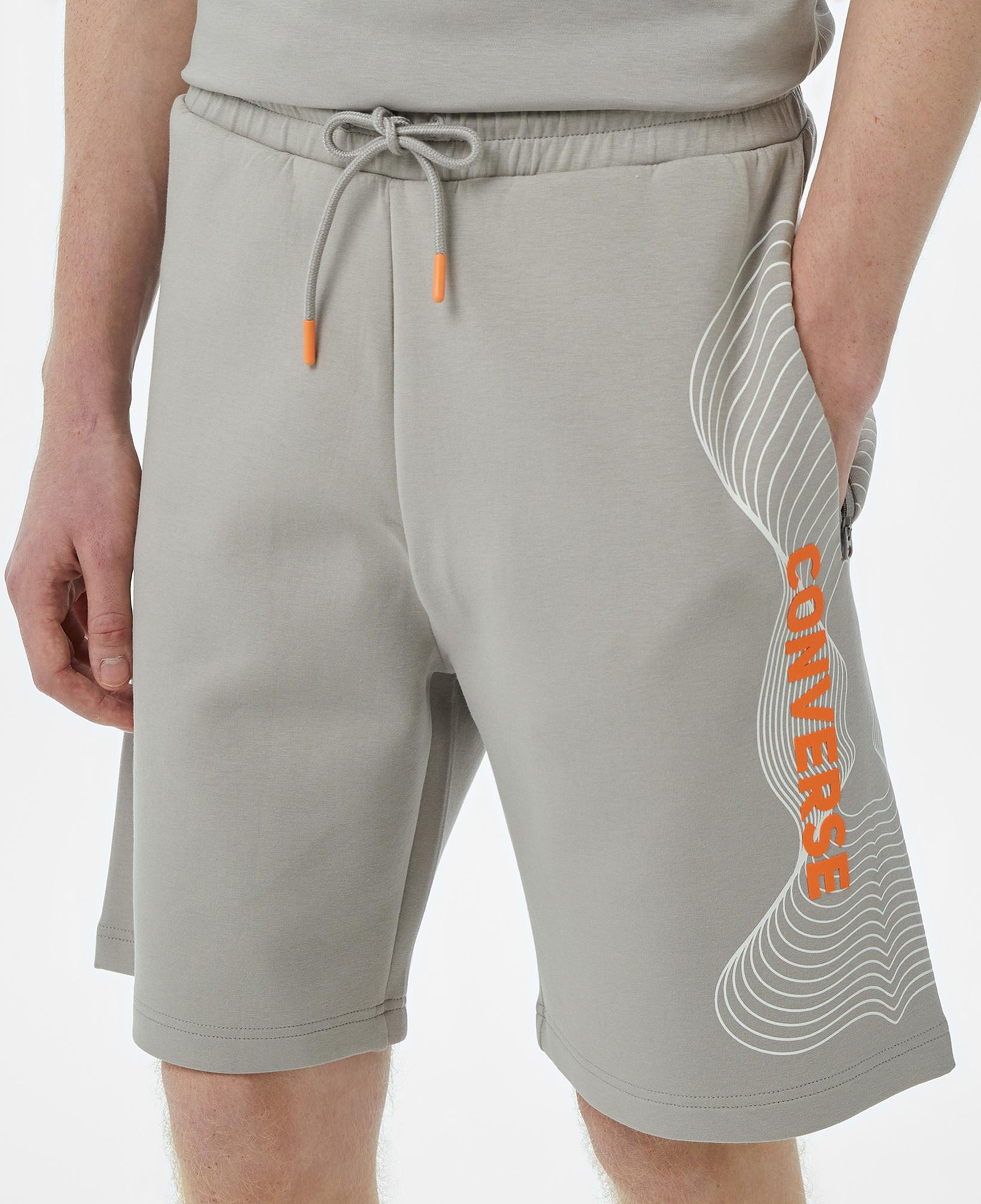 Converse Baskılı Erkek Oversize Fit Gri Şort