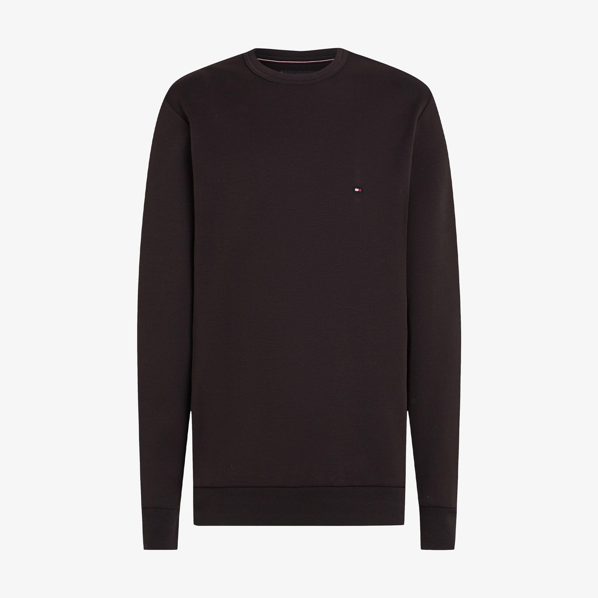 Tommy Hilfiger Essential Intechno Yuvarlak Yaka Erkek Siyah Sweatshirt