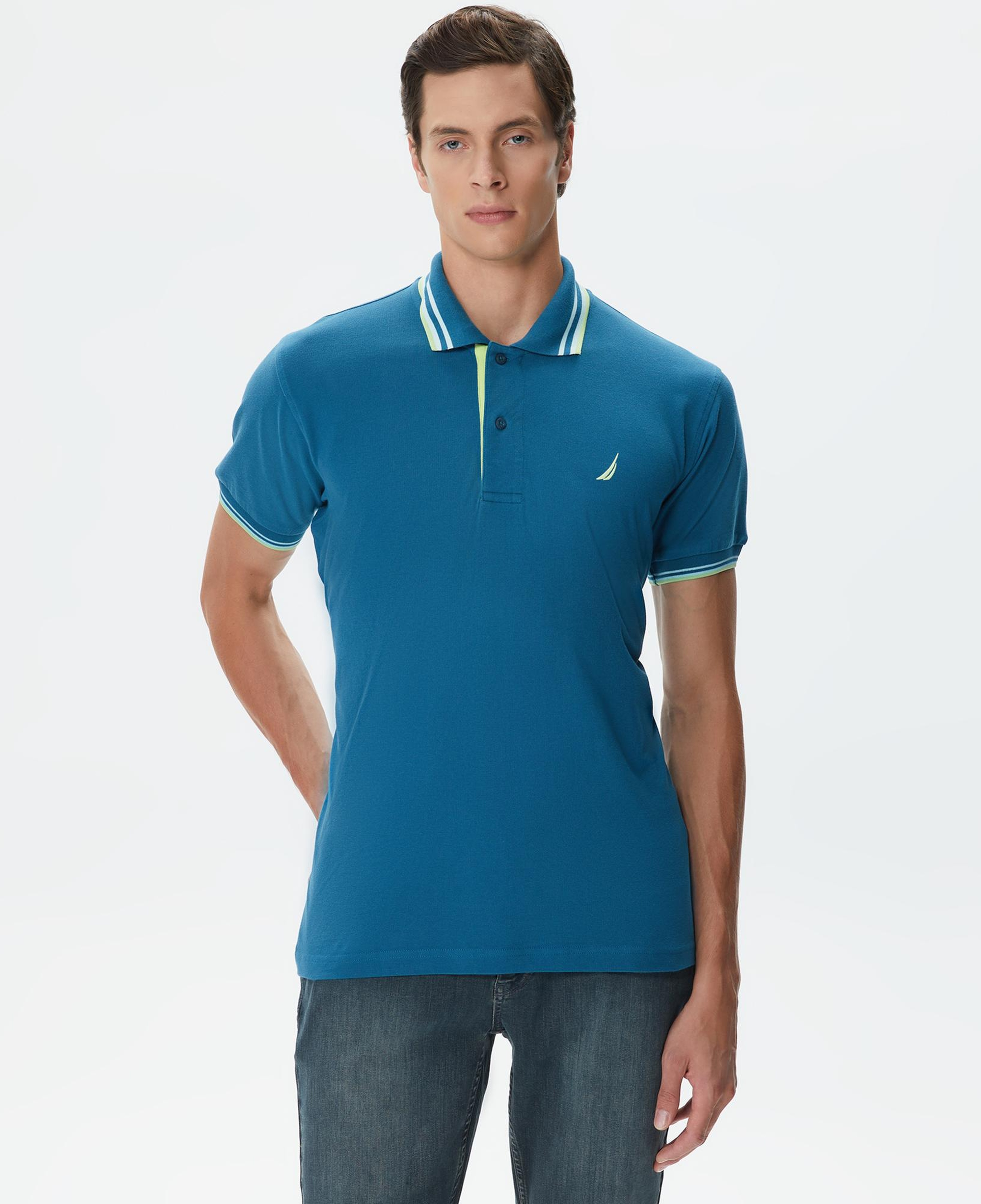 Nautica Erkek Mavi Classic Fit Kısa Kollu Polo