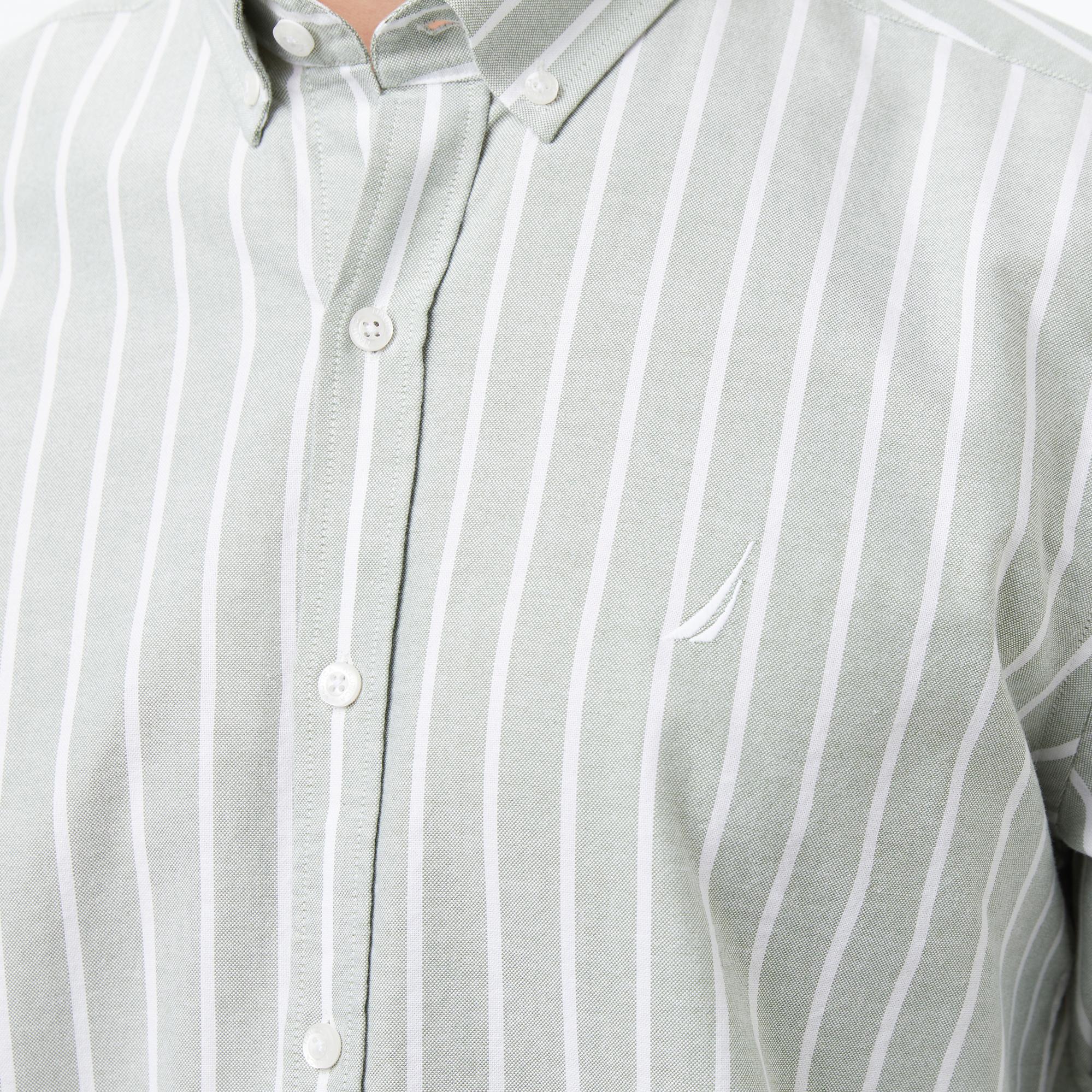 Nautica Erkek Yeşil Classic Fit Çizgili Gömlek