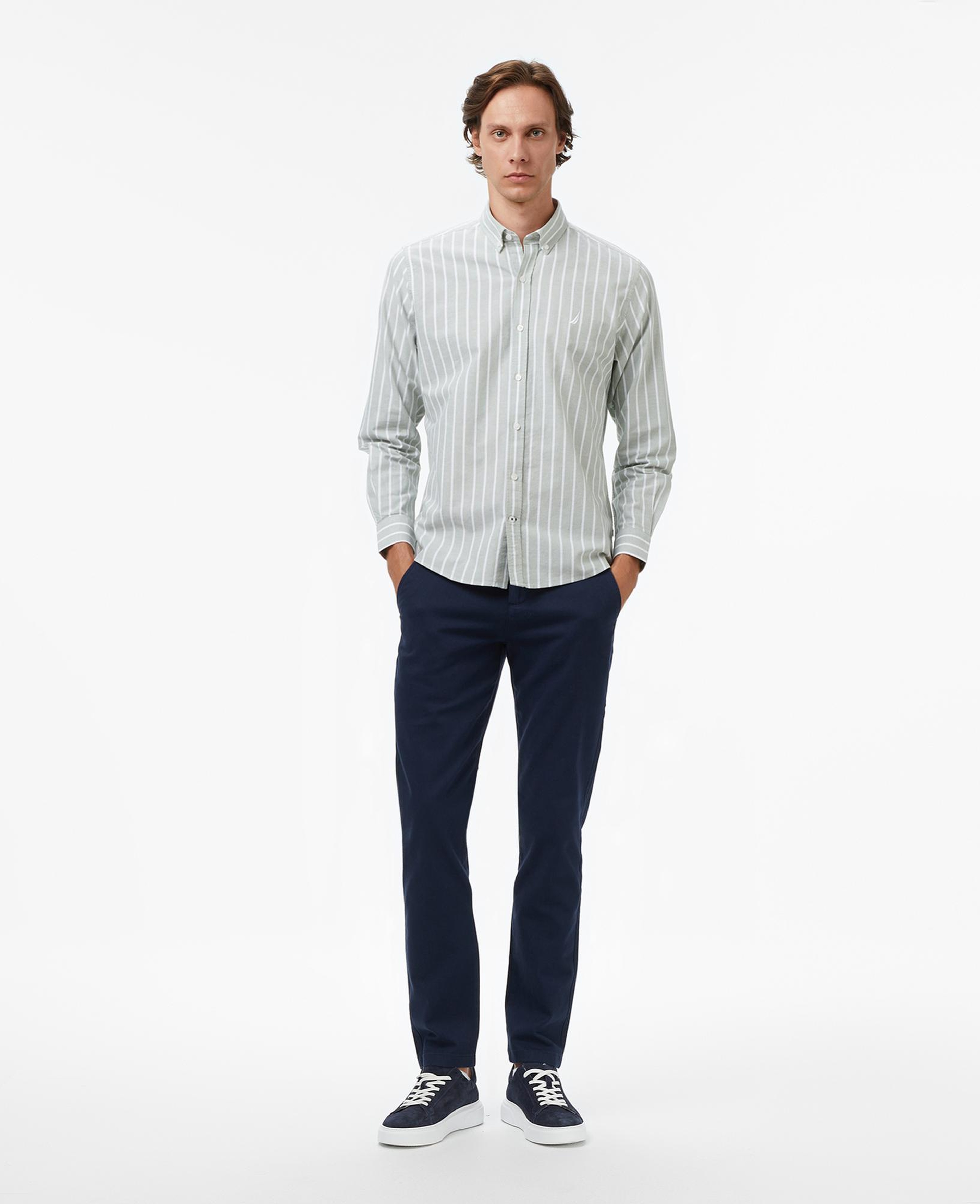 Nautica Erkek Yeşil Classic Fit Çizgili Gömlek