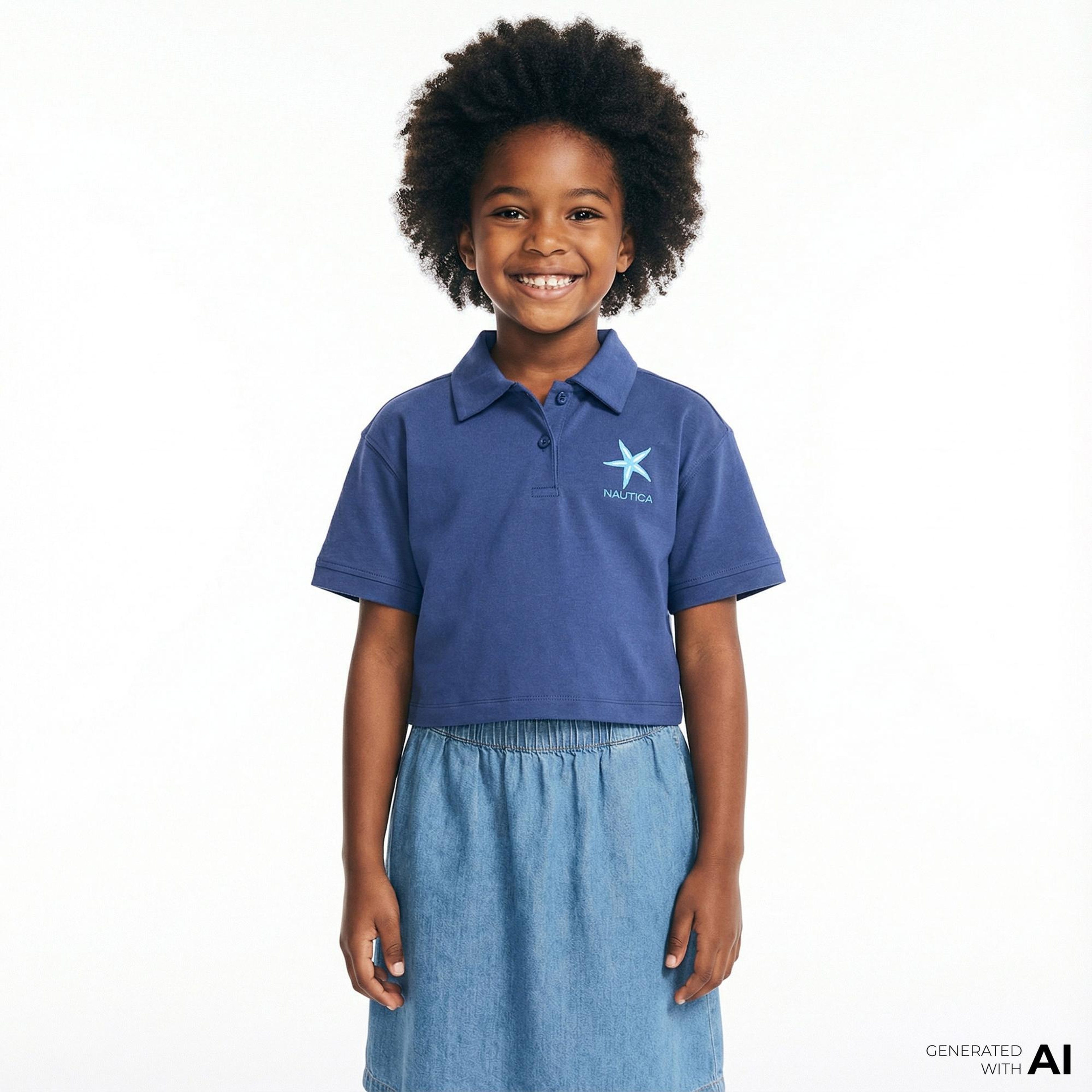 Nautica Kız Çocuk Lacivert Regular Fit Polo Yaka T-Shirt