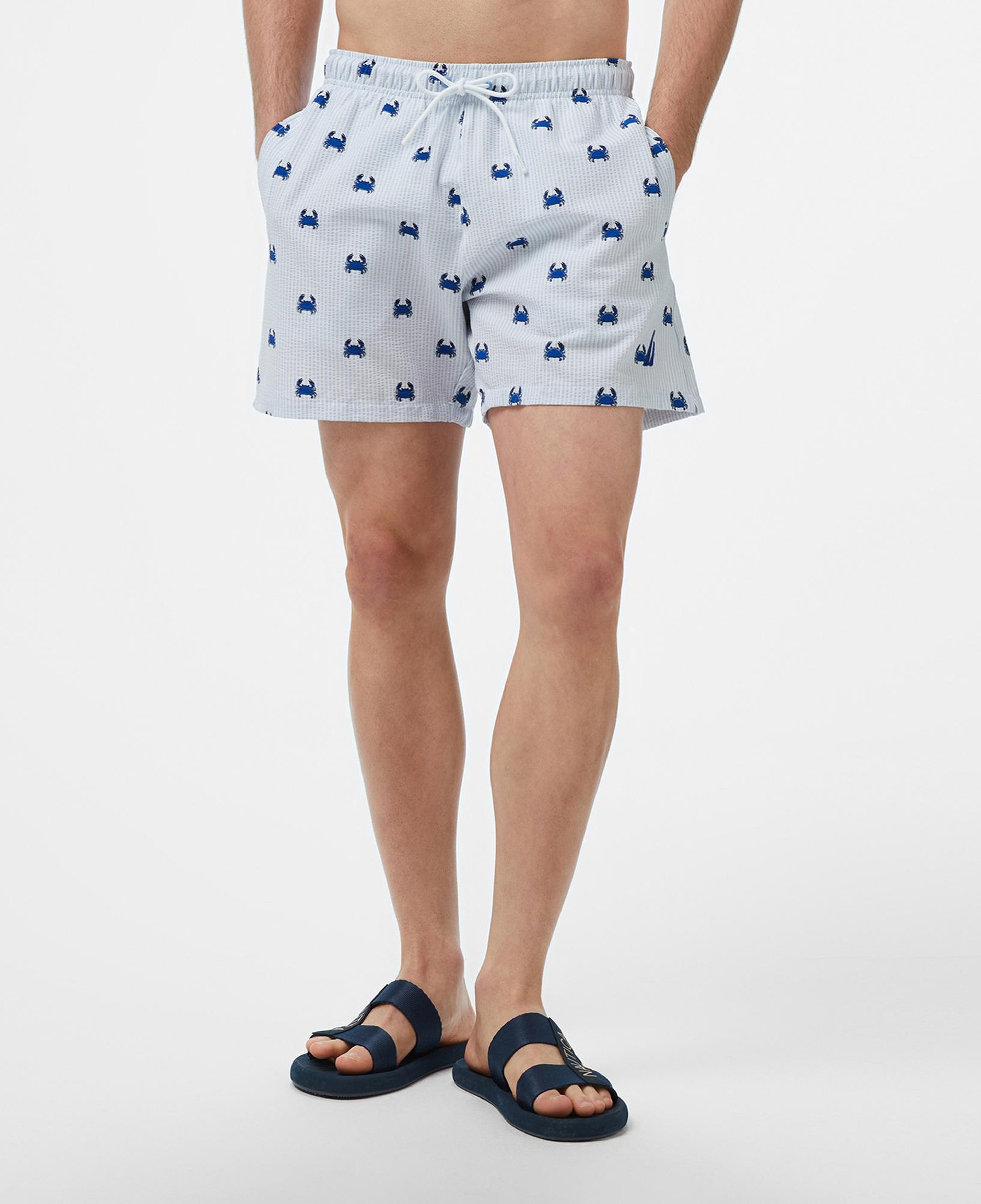 Nautica Erkek Mavi Regular Fit Çizgili Deniz Şortu