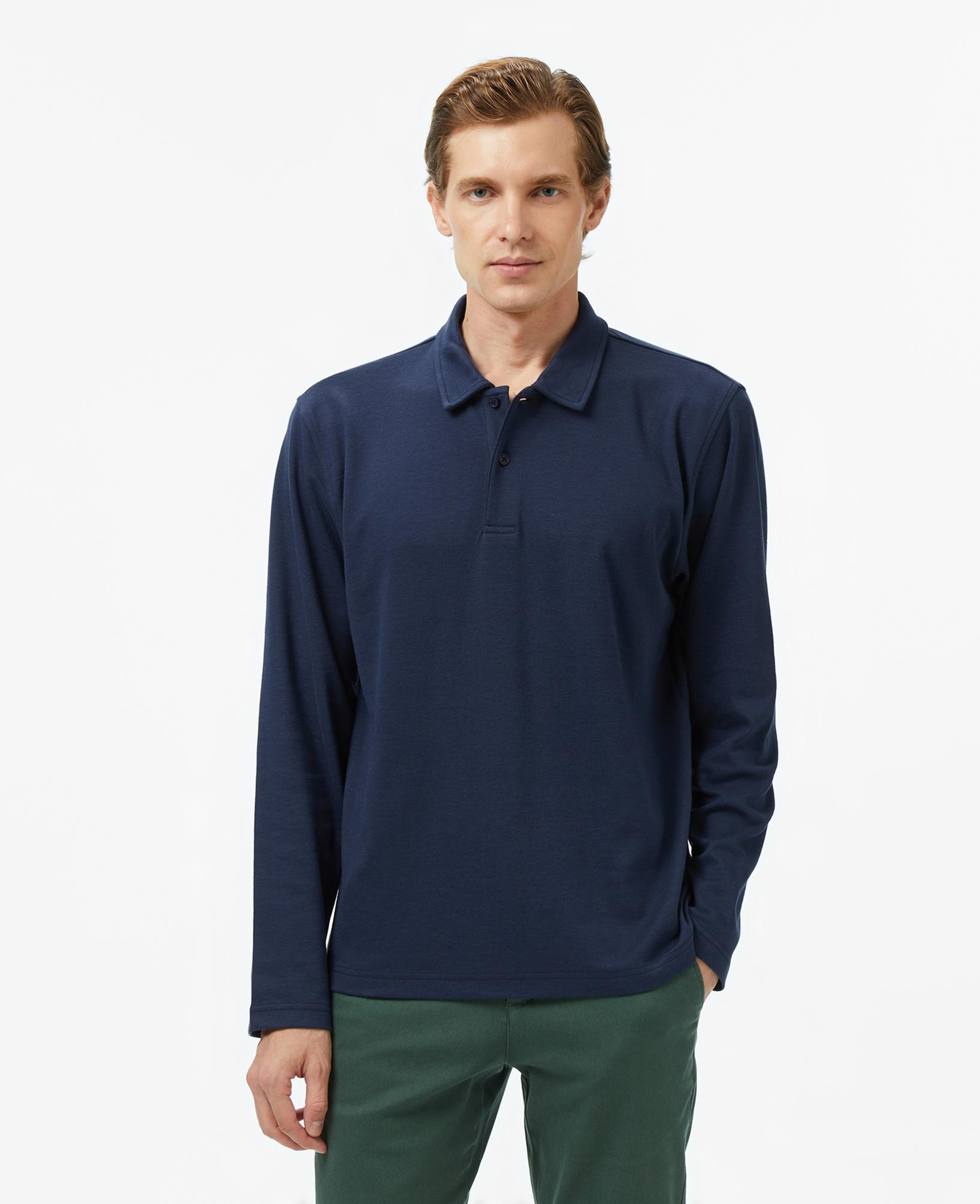 Nautica Erkek Lacivert Classic Fit Uzun Kollu Polo Yaka T-Shirt