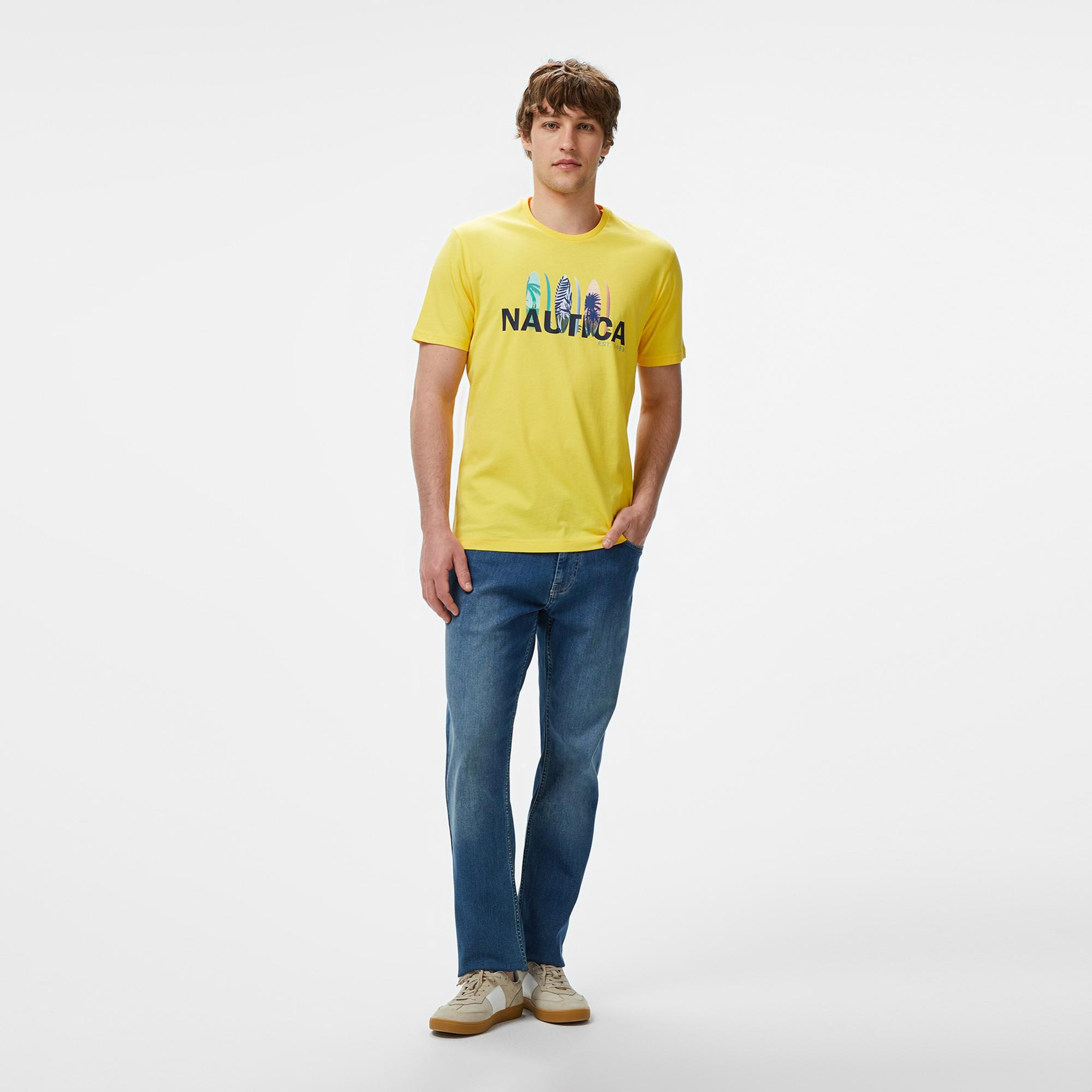 Nautica Erkek Sarı Regular Fit T-Shirt