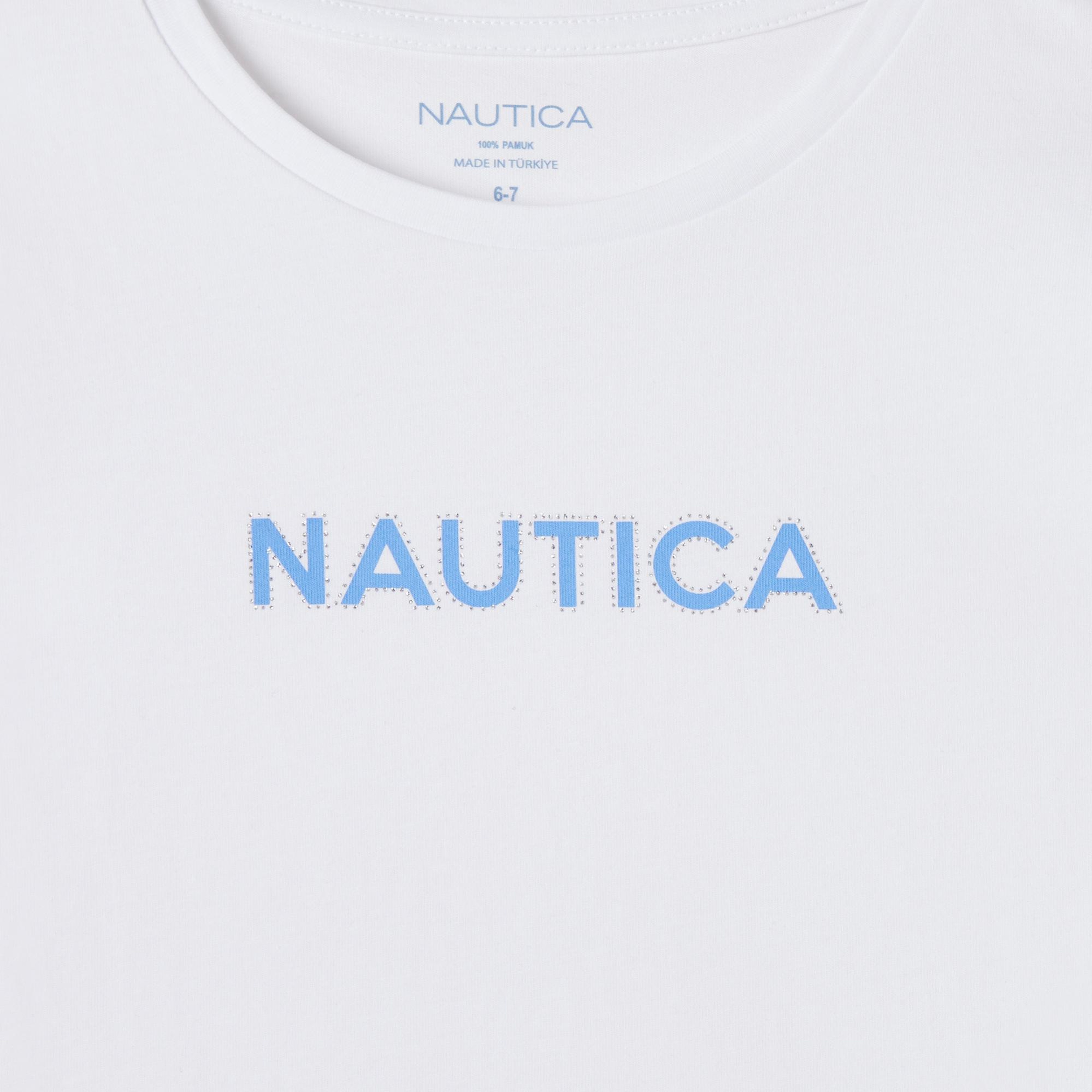 Nautica Kız Çocuk Beyaz Regular Fit Baskılı T-Shirt
