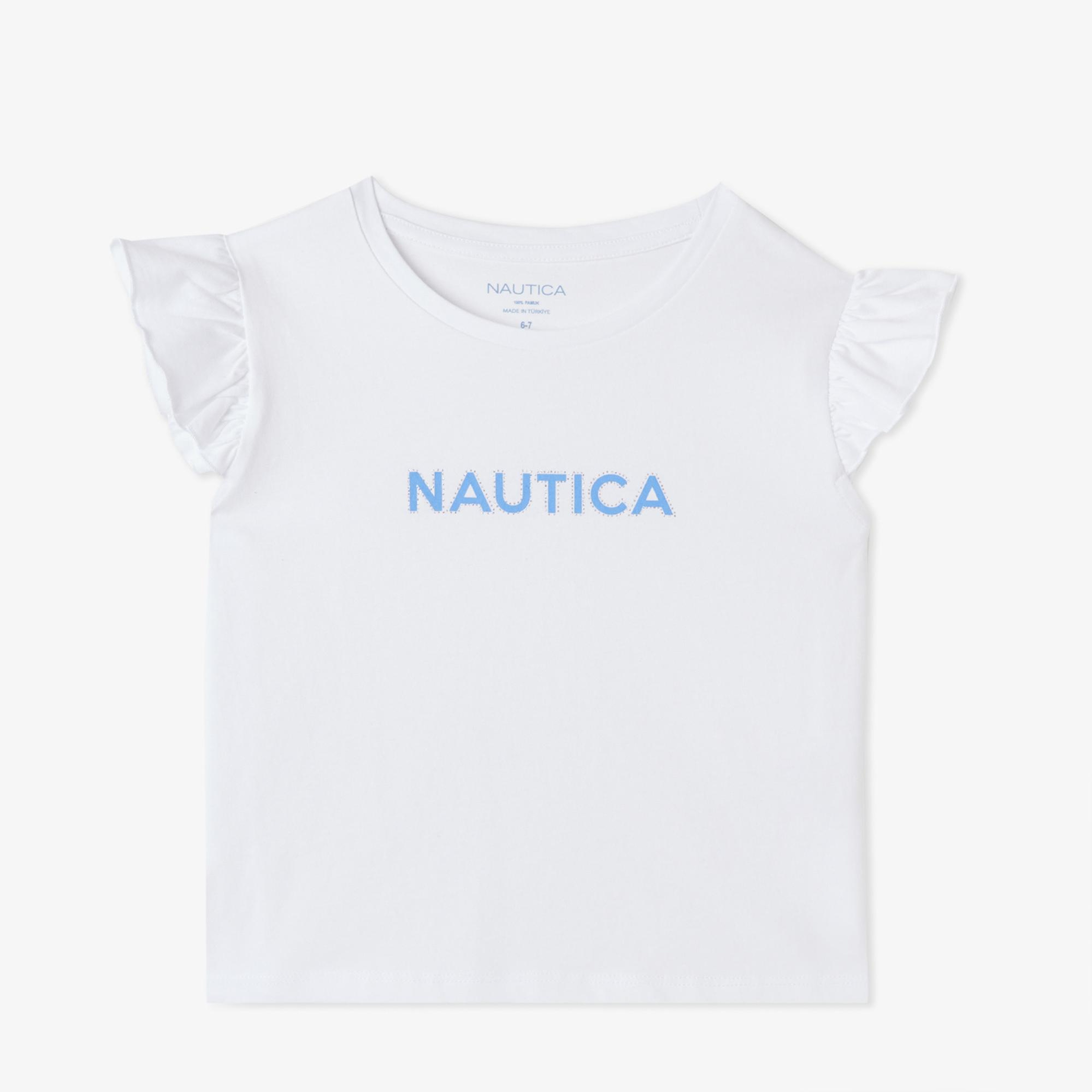 Nautica Kız Çocuk Beyaz Regular Fit Baskılı T-Shirt