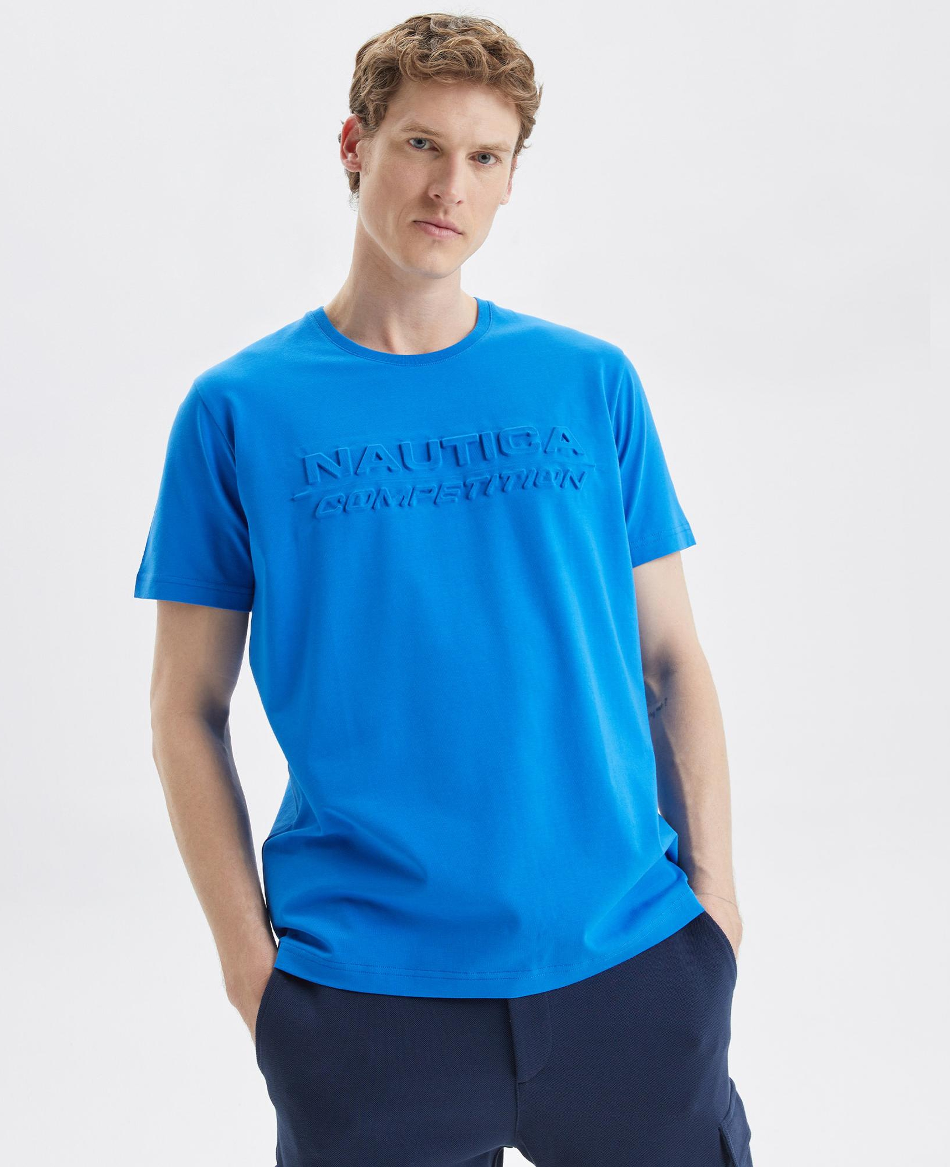 Nautica Erkek Mavi Standart Fit Baskılı T-Shirt
