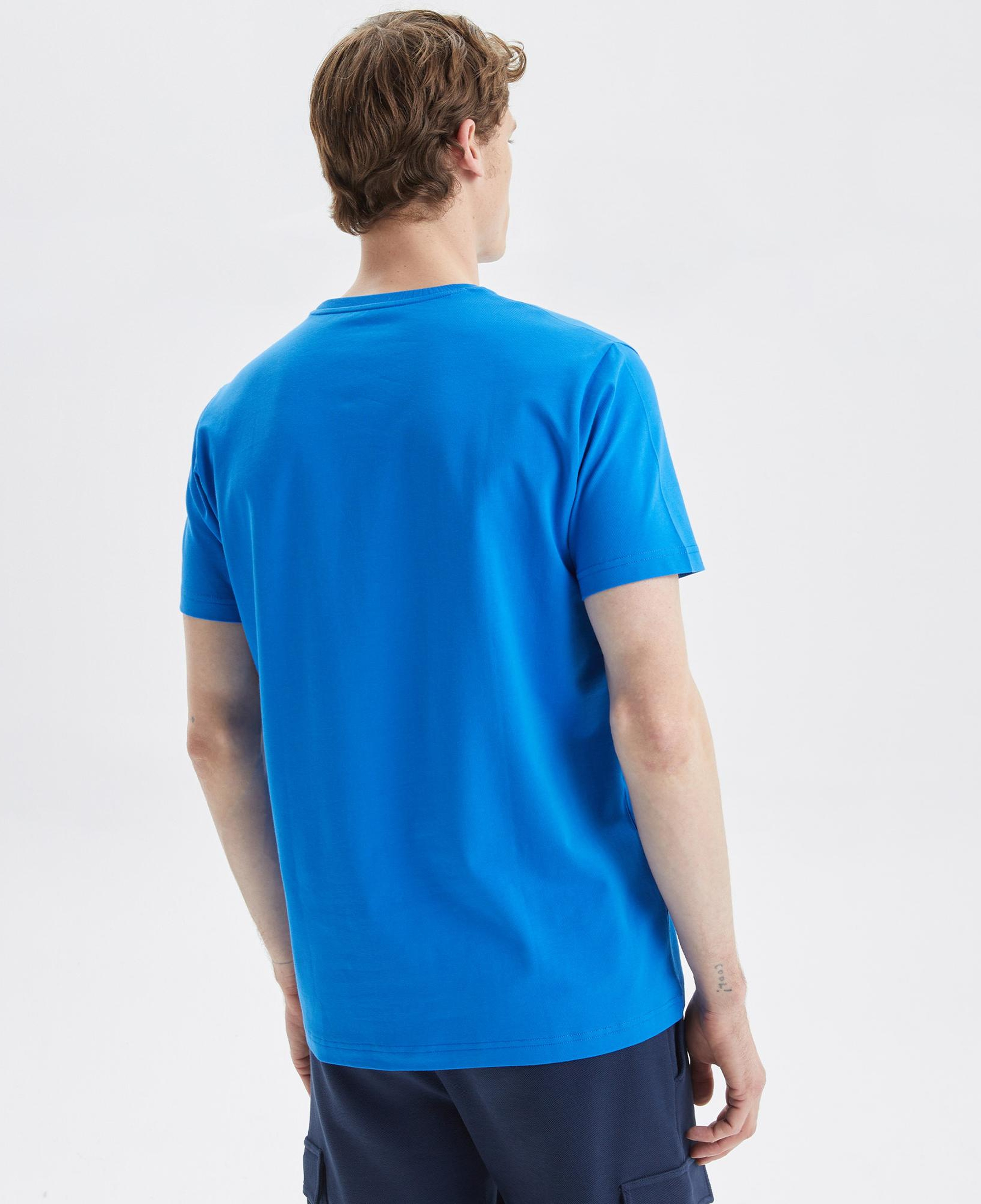 Nautica Erkek Mavi Standart Fit Baskılı T-Shirt