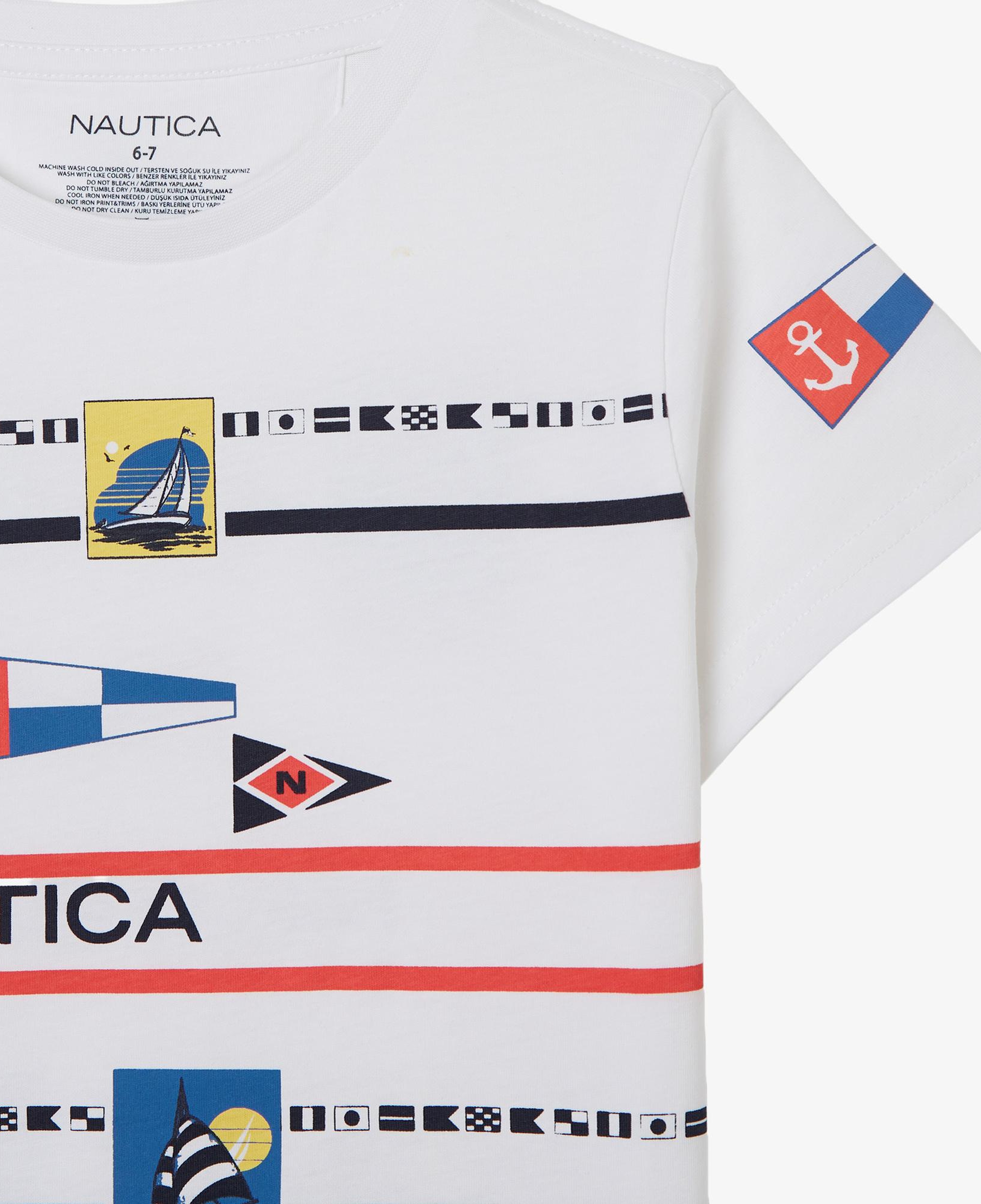 Nautica Erkek Çocuk Beyaz Regular Fit Baskılı T-Shirt