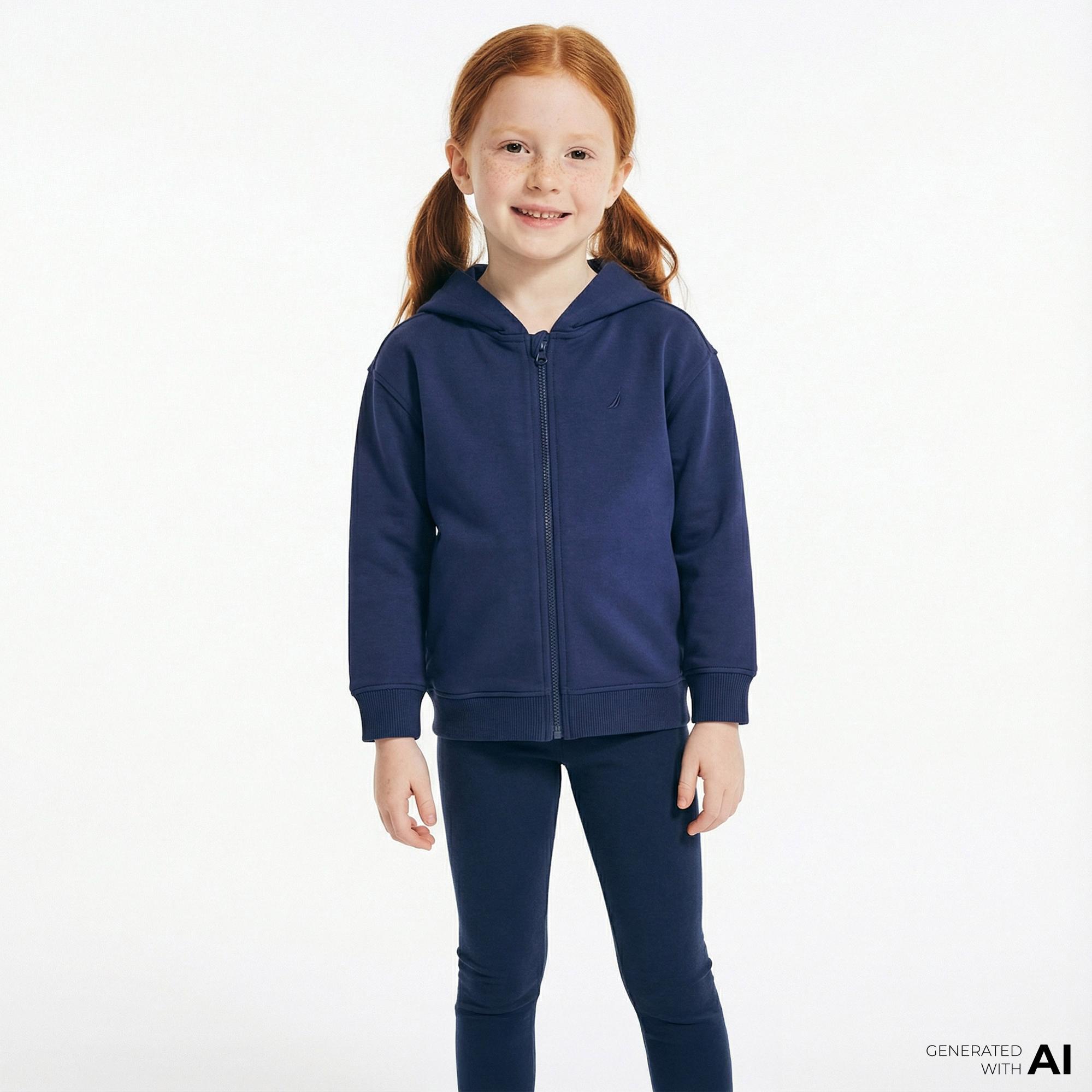 Nautica Kız Çocuk Lacivert Standart Fit Kapüşonlu Sweatshirt