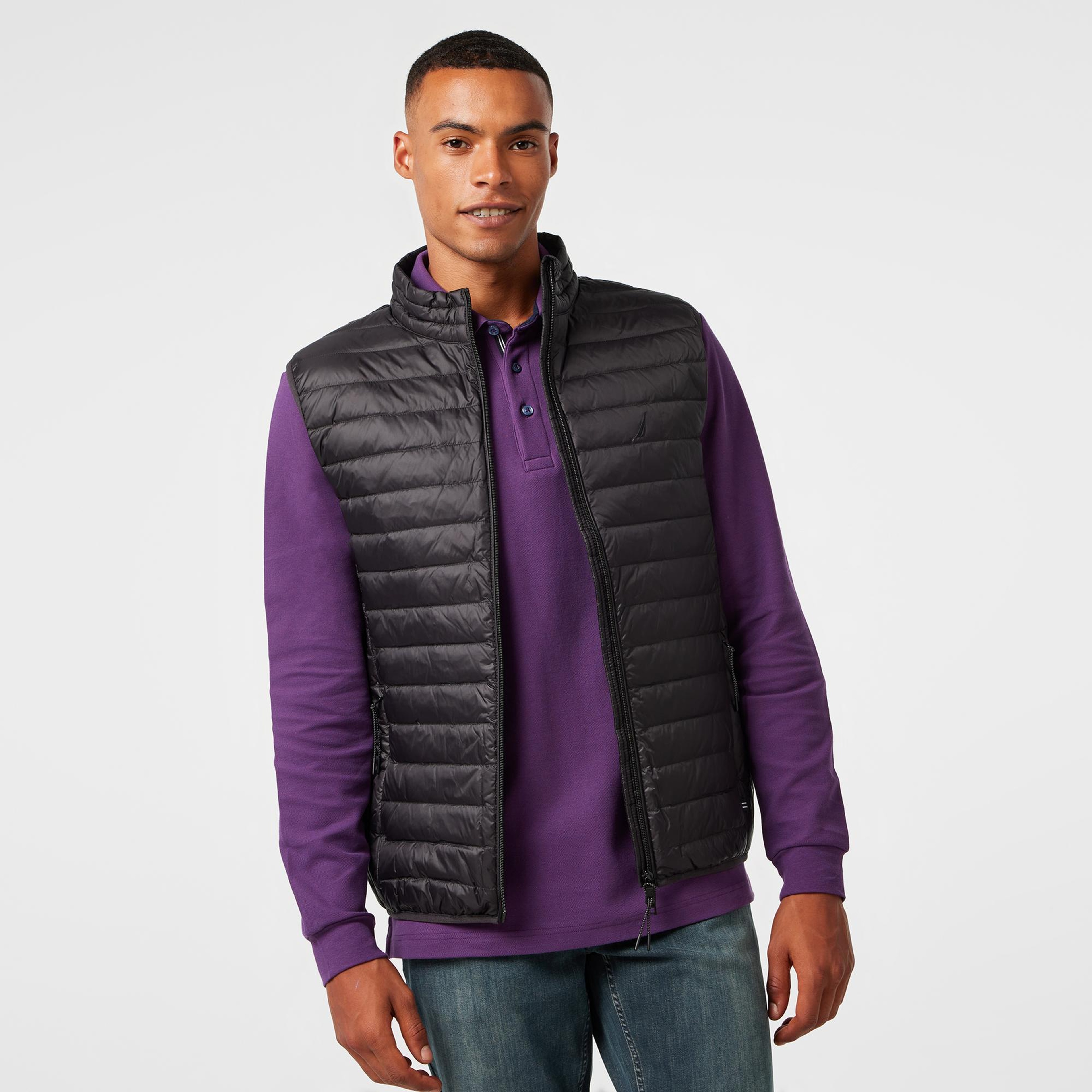 Nautica Erkek Siyah Su Kaydırma Özellikli Kaz Tüyü Yelek