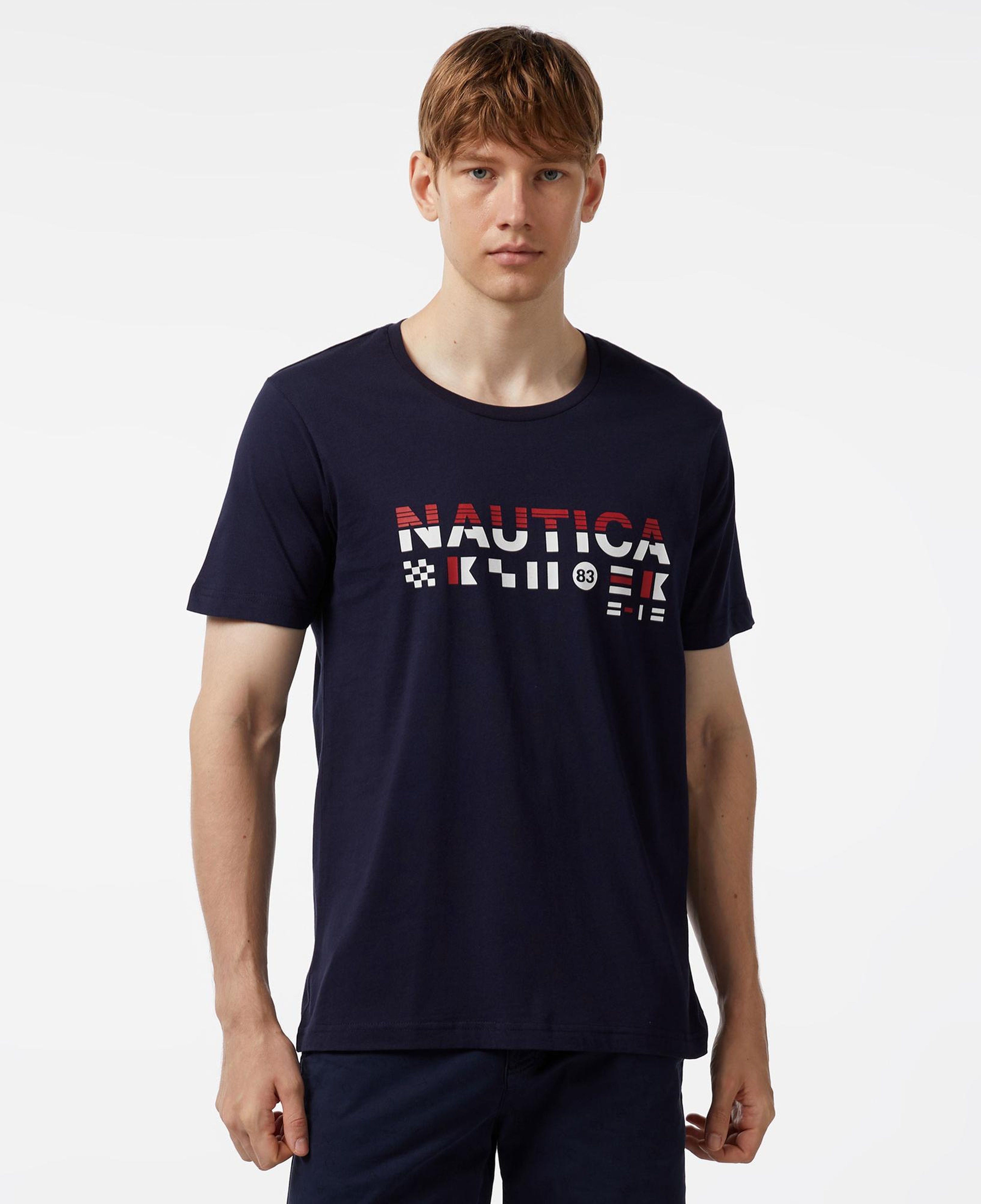 Nautica Erkek Lacivert Standart Fit Kısa Kollu Baskılı T-Shirt