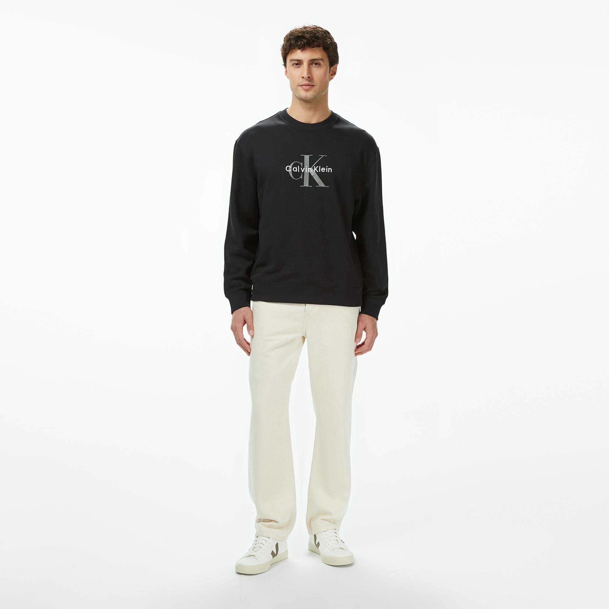 Calvin Klein Terry Monologo Erkek Siyah Sweatshirt