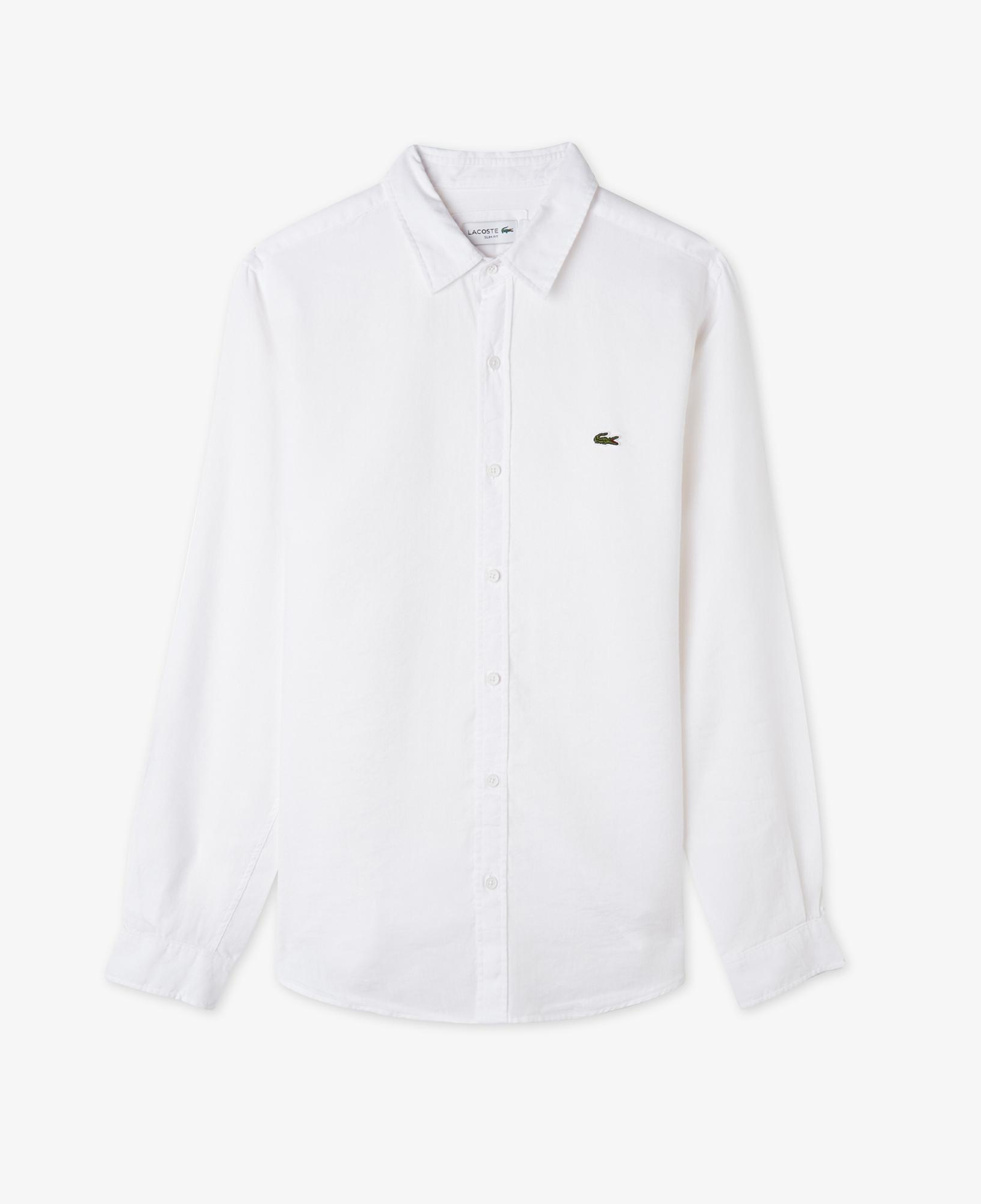 Lacoste Erkek Slim Fit Keten Beyaz Gömlek
