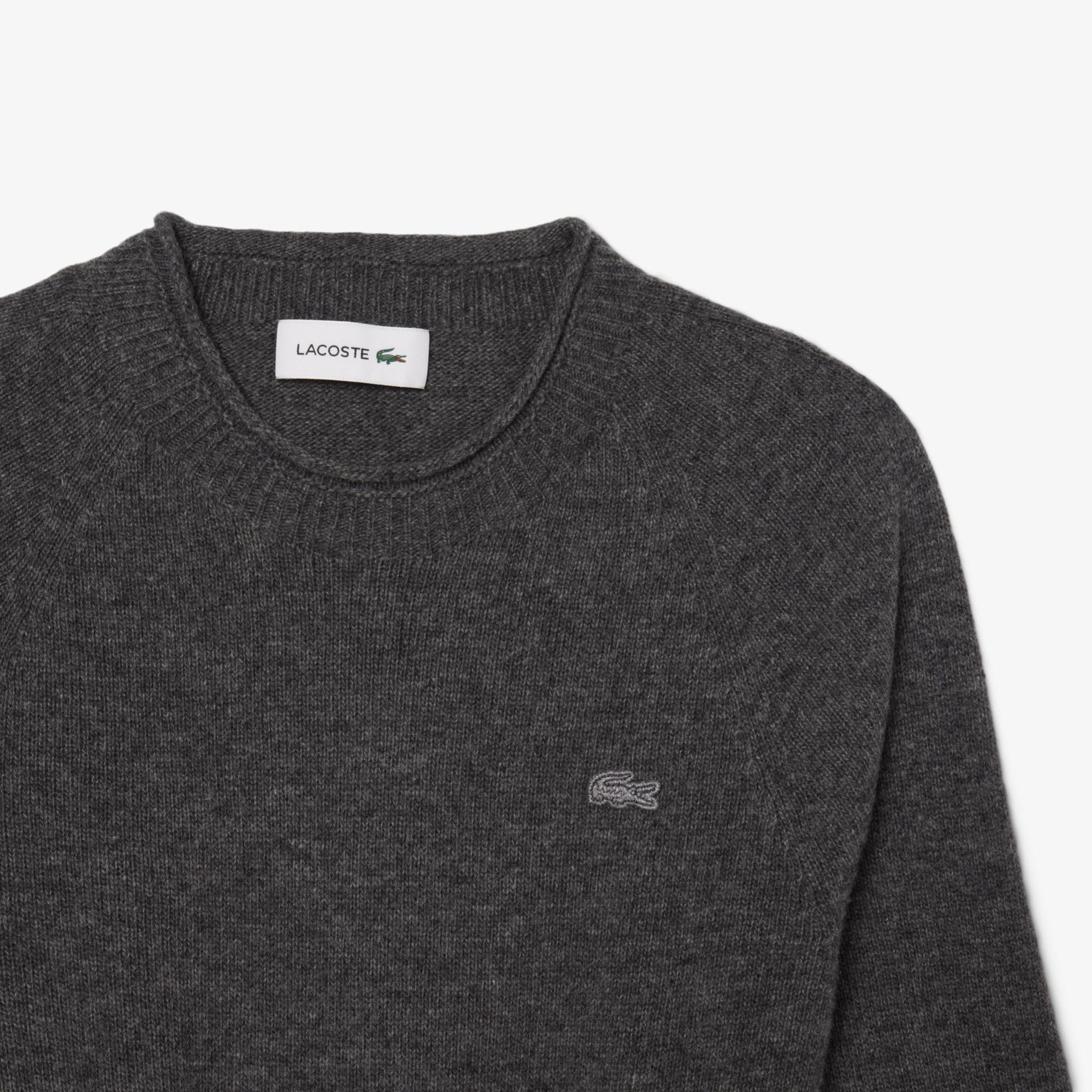 Lacoste Kadın Classic Fit Uzun Kollu Bisiklet Yaka Koyu Gri Elbise