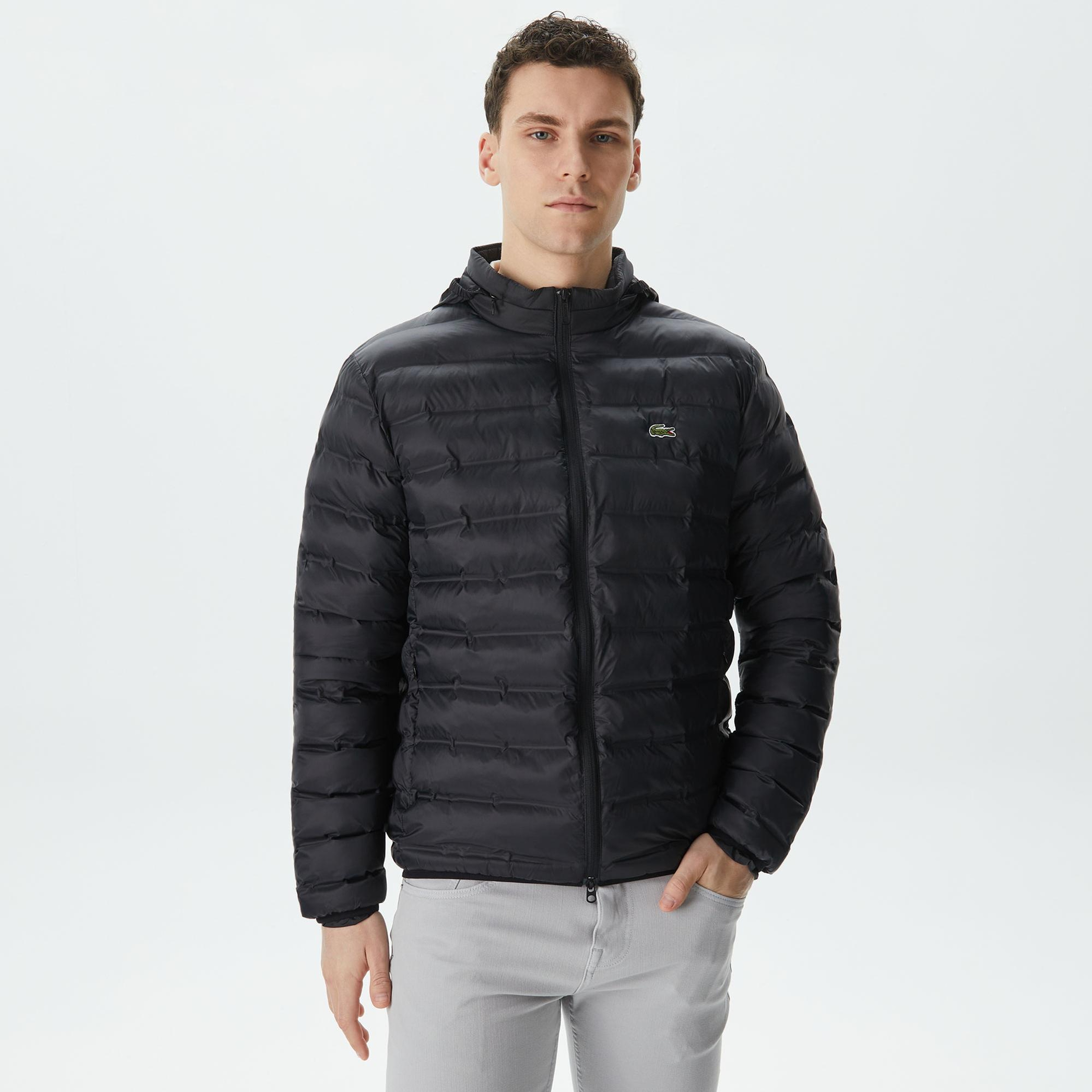 Lacoste Erkek Kapüşonlu Siyah Mont