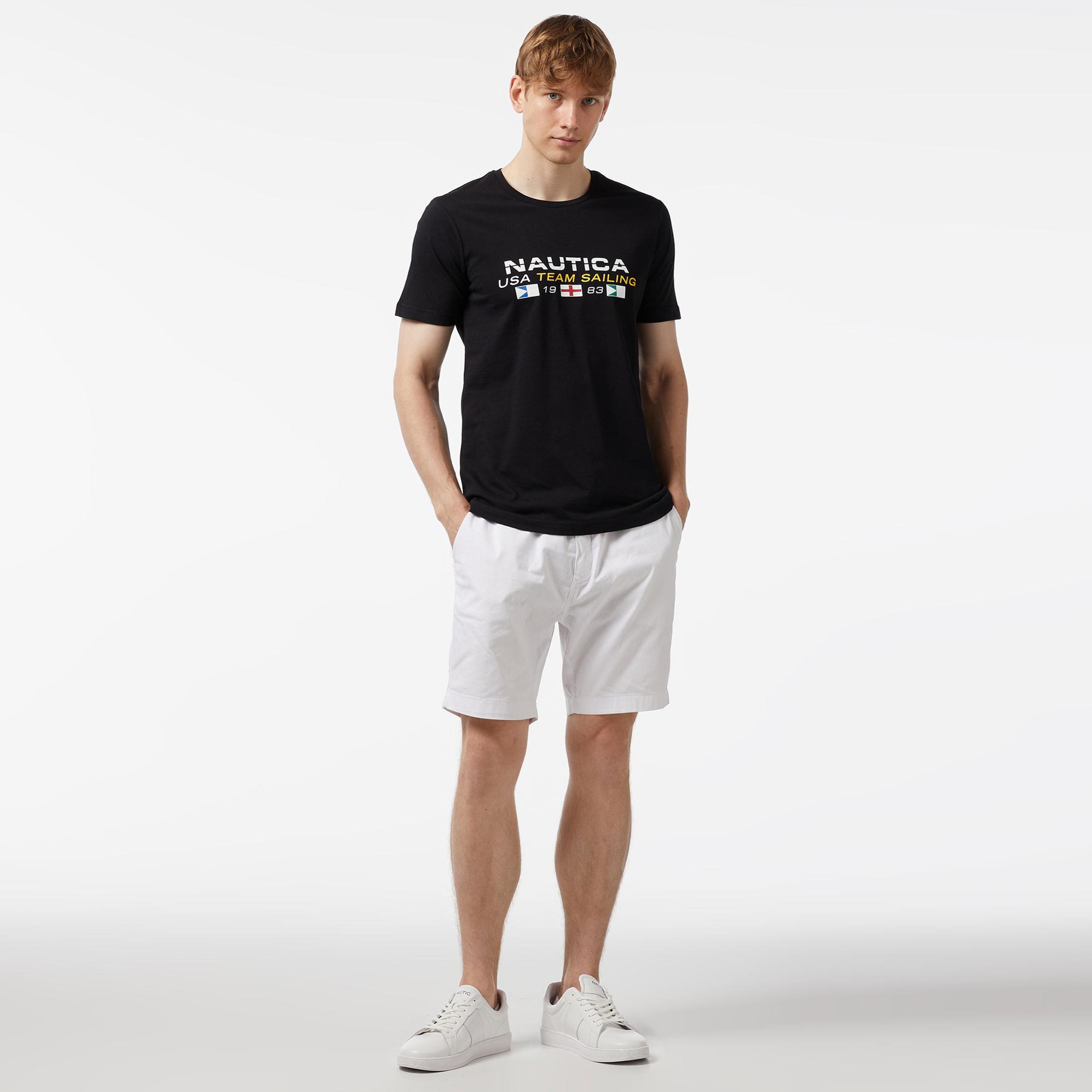 Nautica Erkek Siyah Standart Fit Kısa Kollu Baskılı T-Shirt