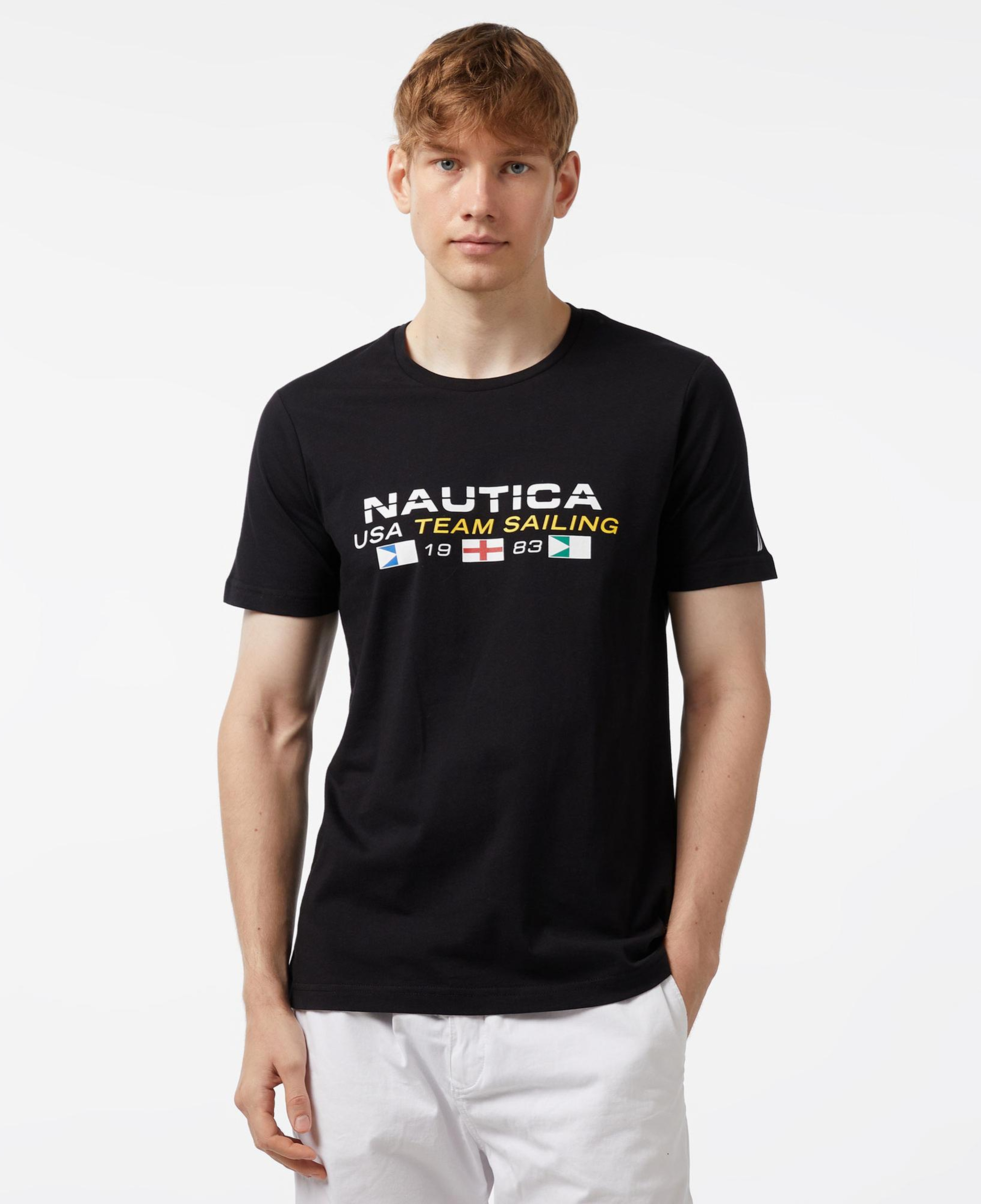 Nautica Erkek Siyah Standart Fit Kısa Kollu Baskılı T-Shirt