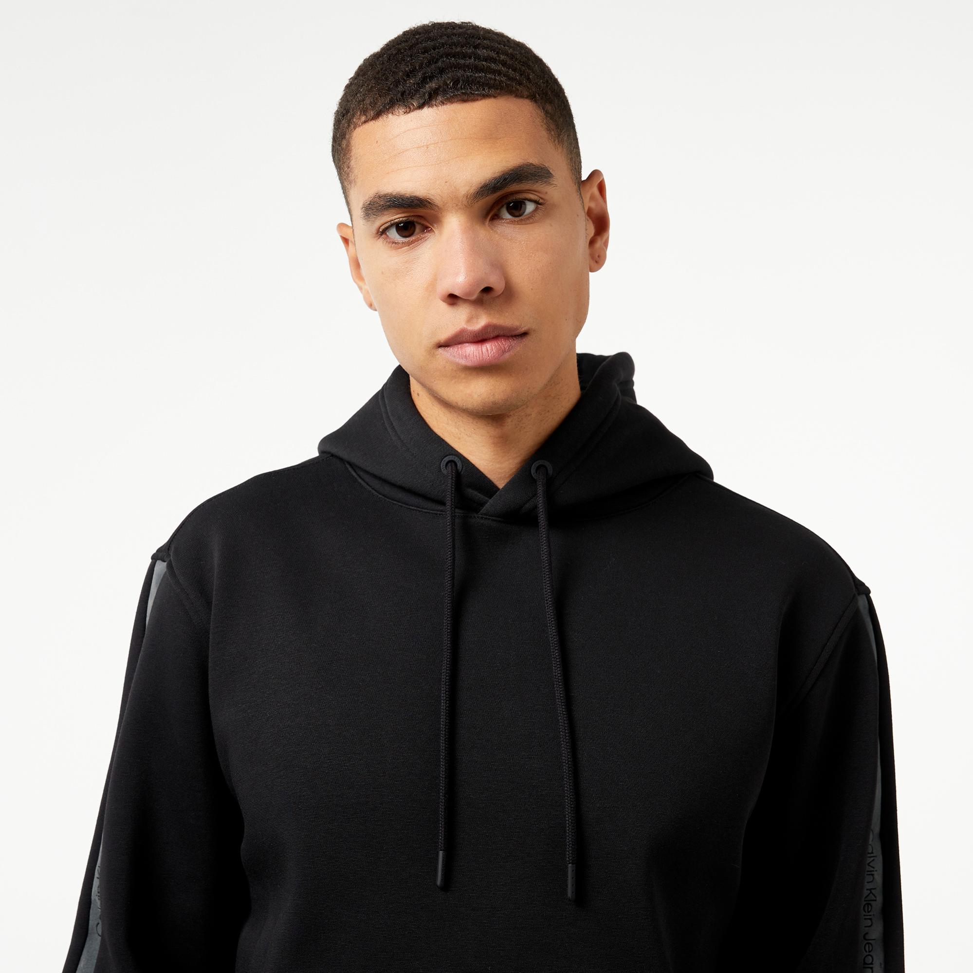 Calvin Klein Jeans Logo Tape Erkek Siyah Hoodie