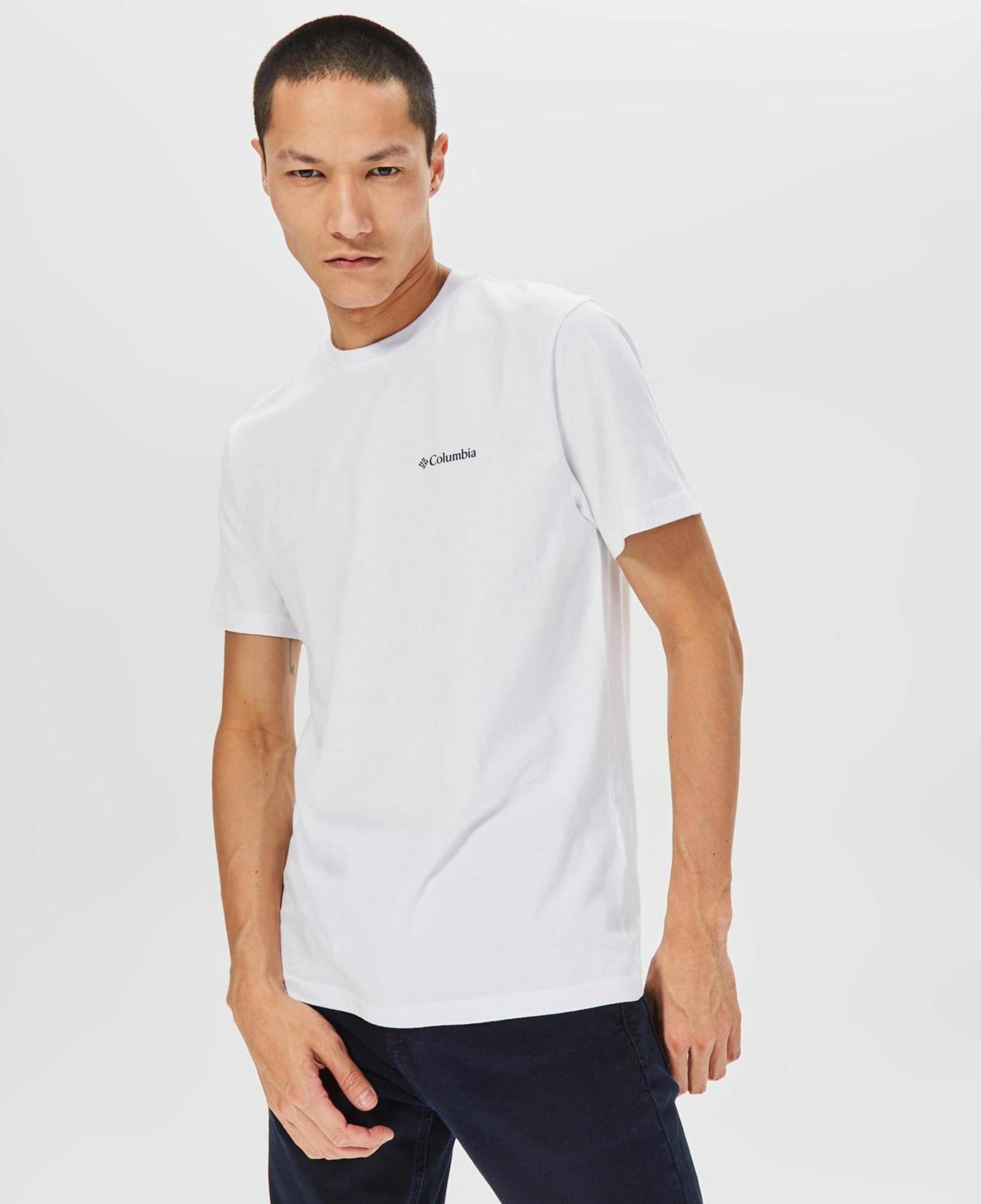 Columbia Basic Sm Logo Brushed Erkek Beyaz T-Shirt