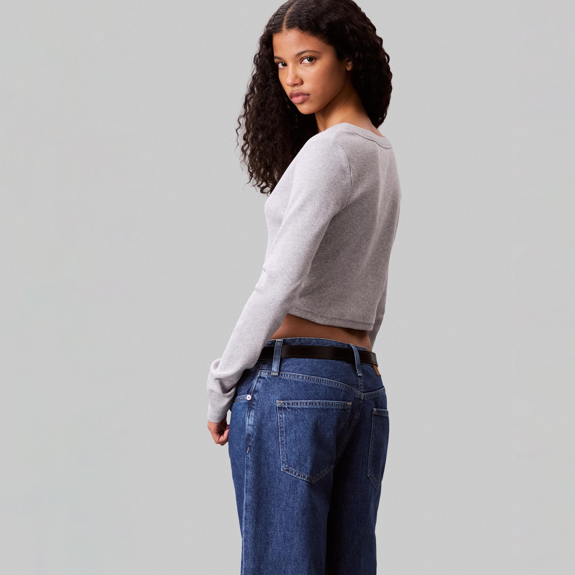 Calvin Klein Woven Label Kadın Gri Triko