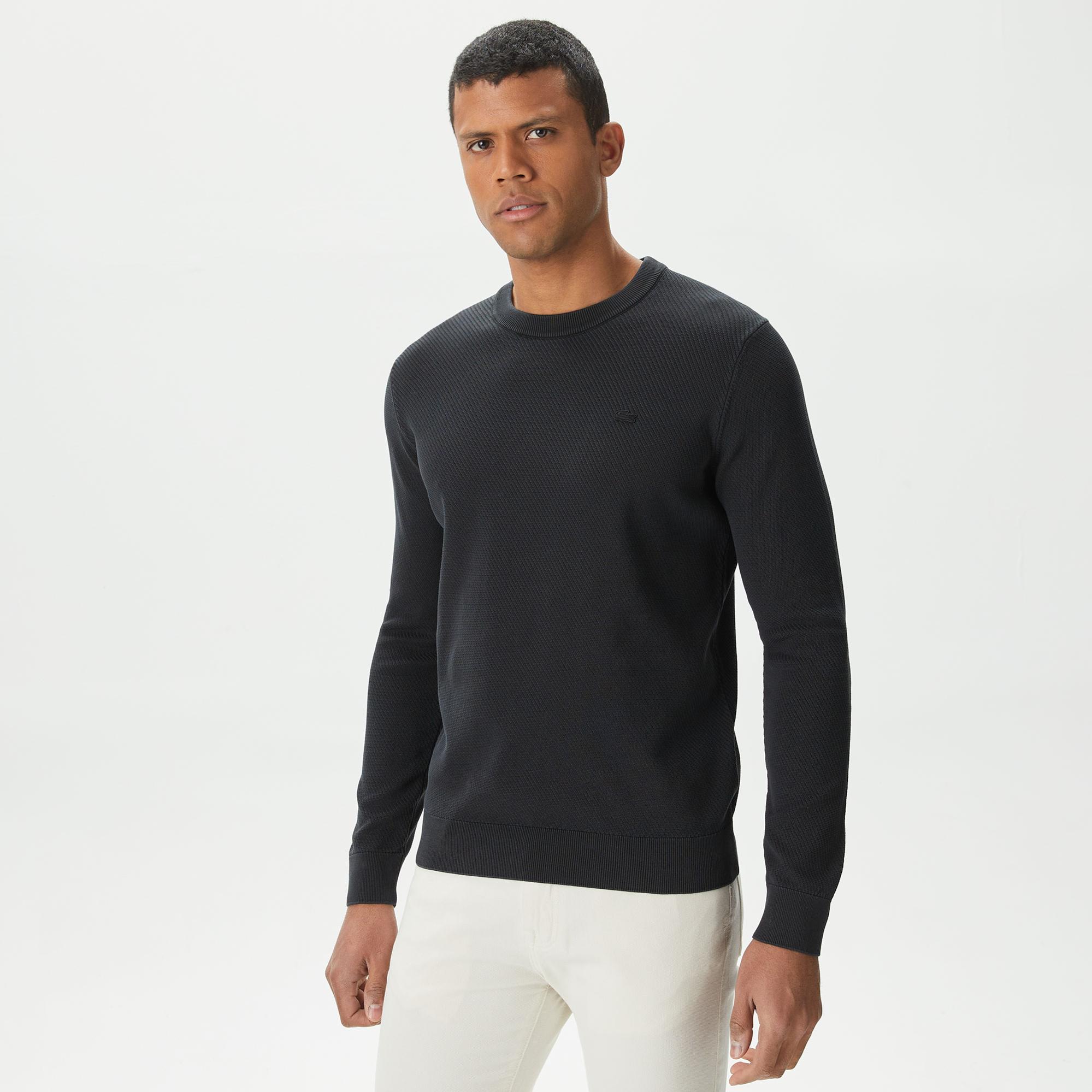 Lacoste Erkek Regular Fit Bisiklet Yaka Siyah Kazak