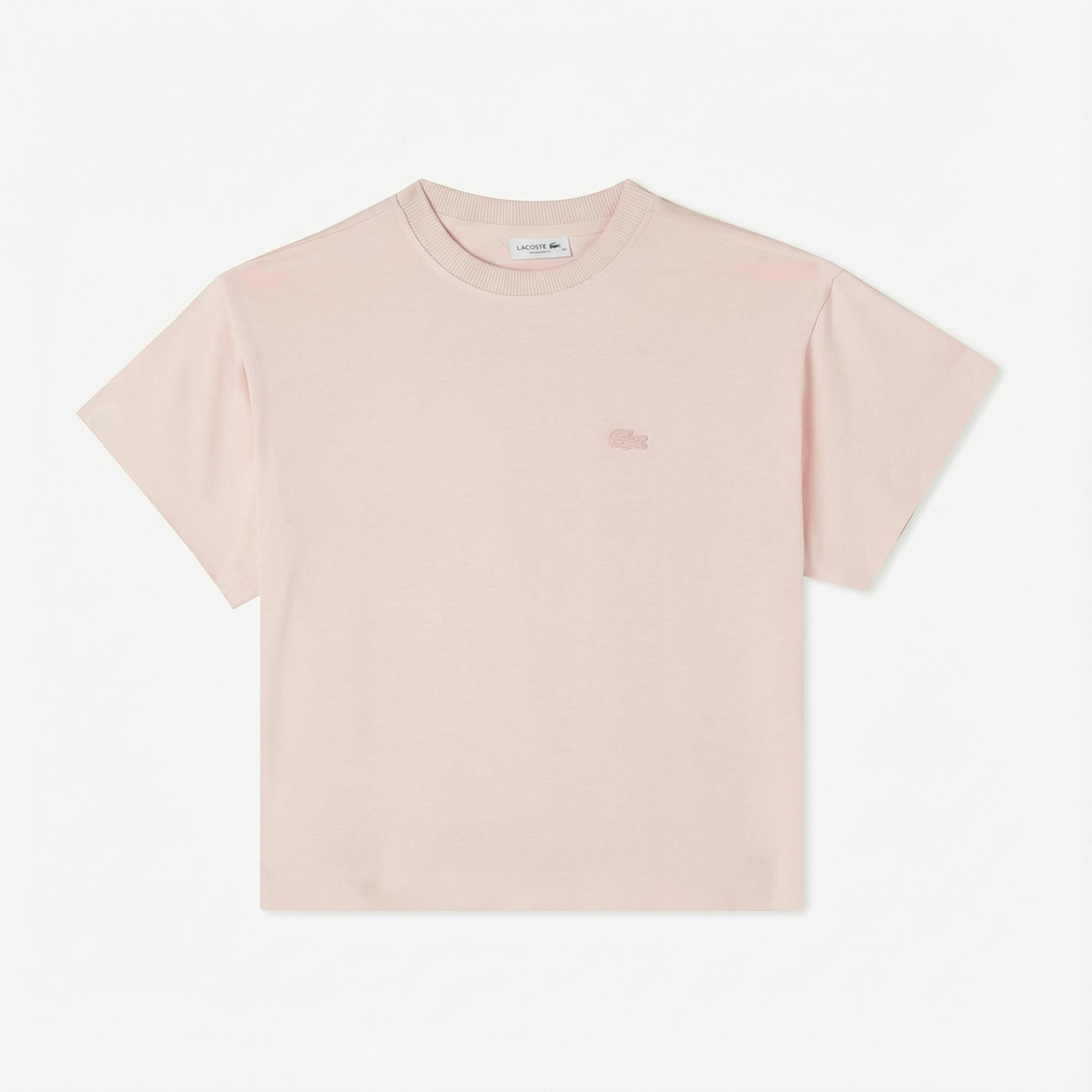 Lacoste Kadın Loose Fit Bisiklet Yaka Pembe T-Shirt