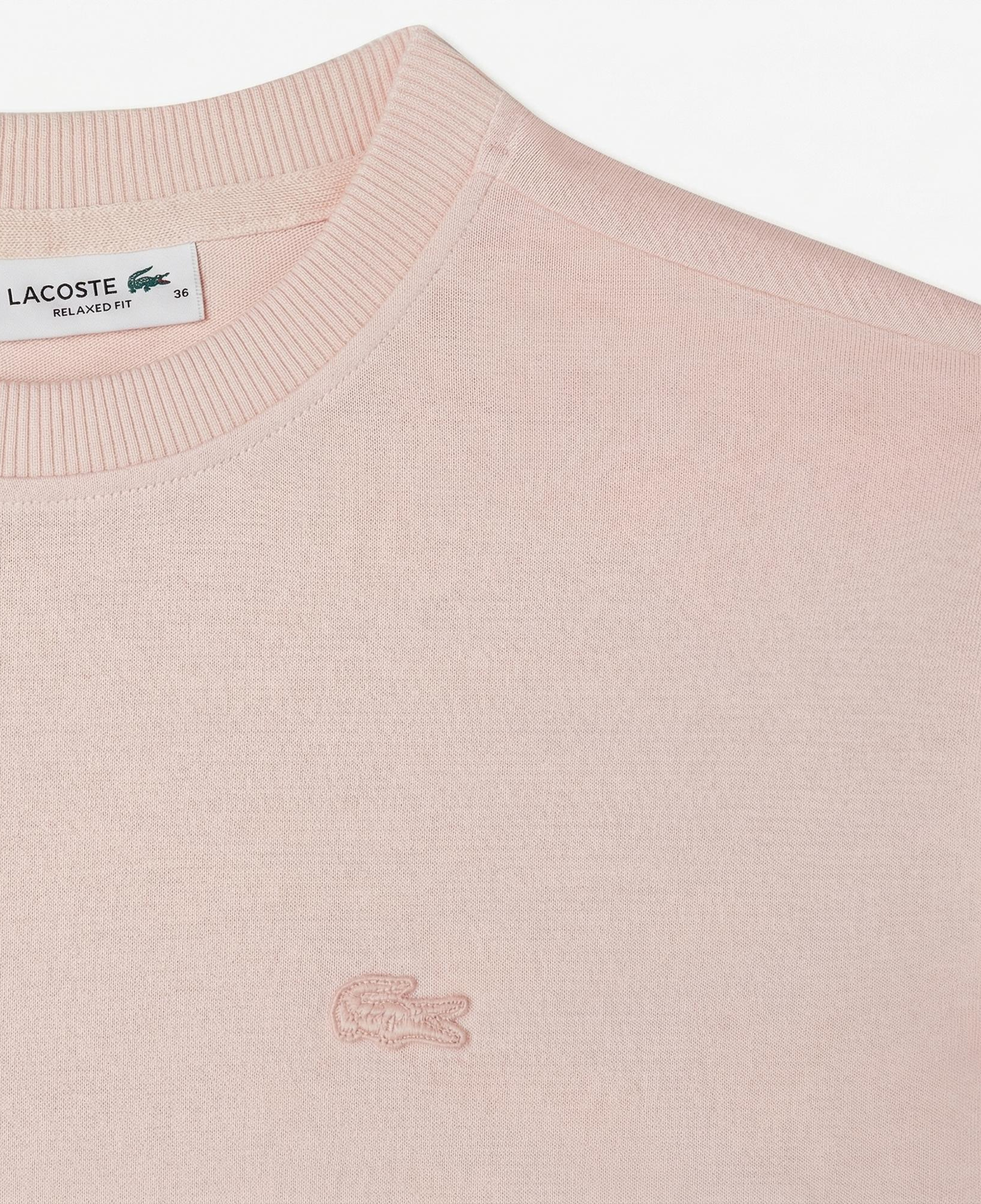 Lacoste Kadın Loose Fit Bisiklet Yaka Pembe T-Shirt