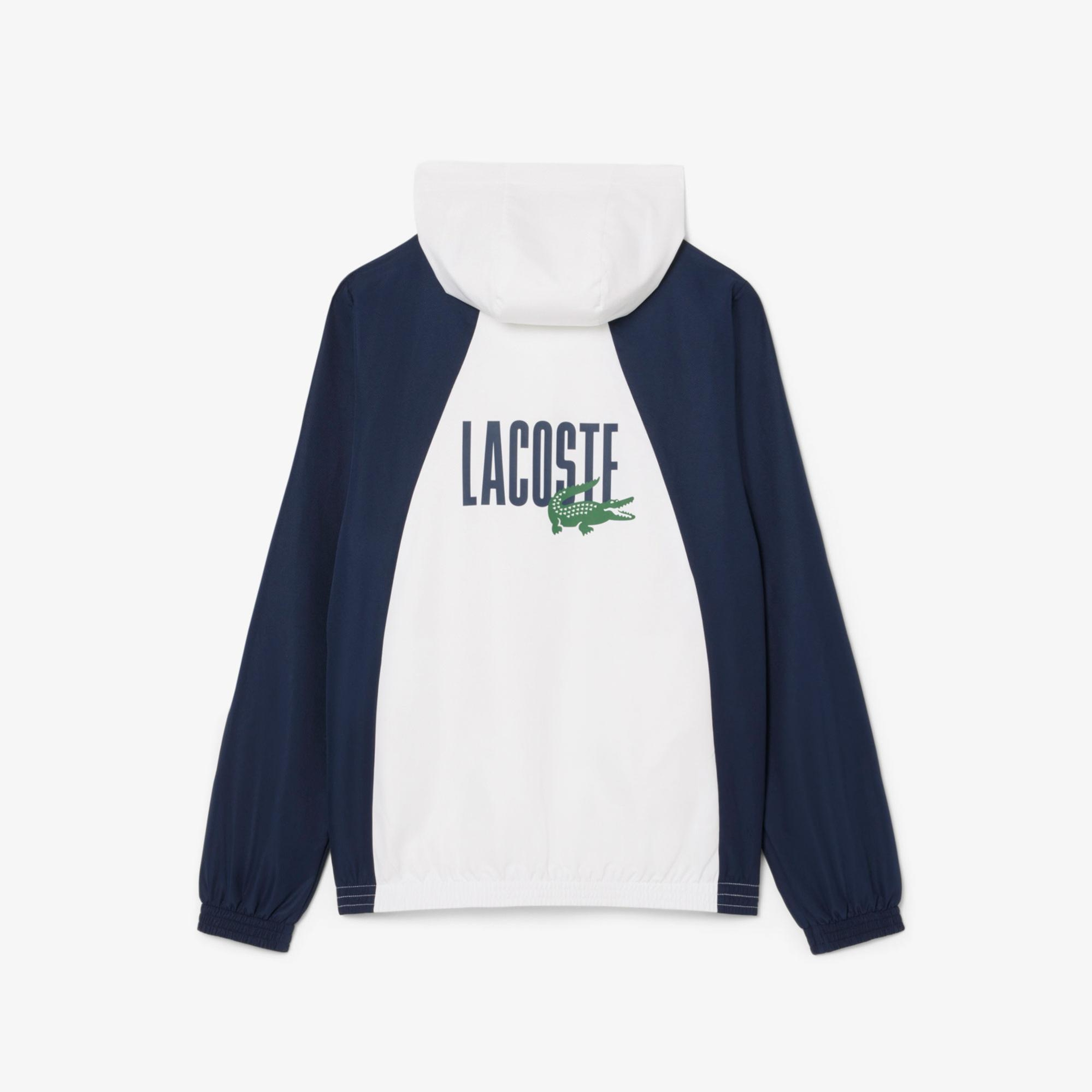 Lacoste Erkek Regular Fit Kapüşonlu Renk Bloklu Beyaz Eşofman Takımı