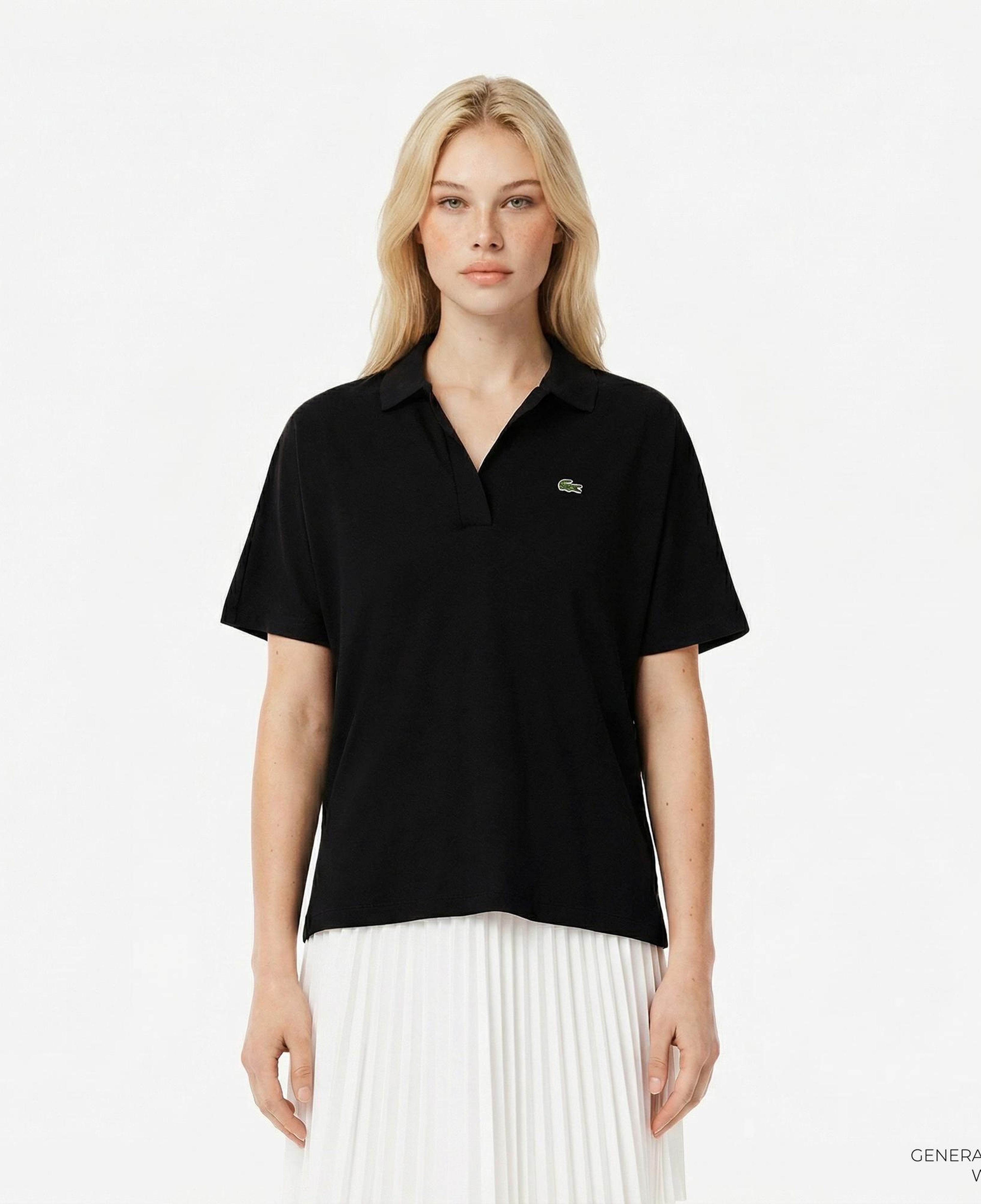 Lacoste Kadın Relaxed Fit Siyah Polo