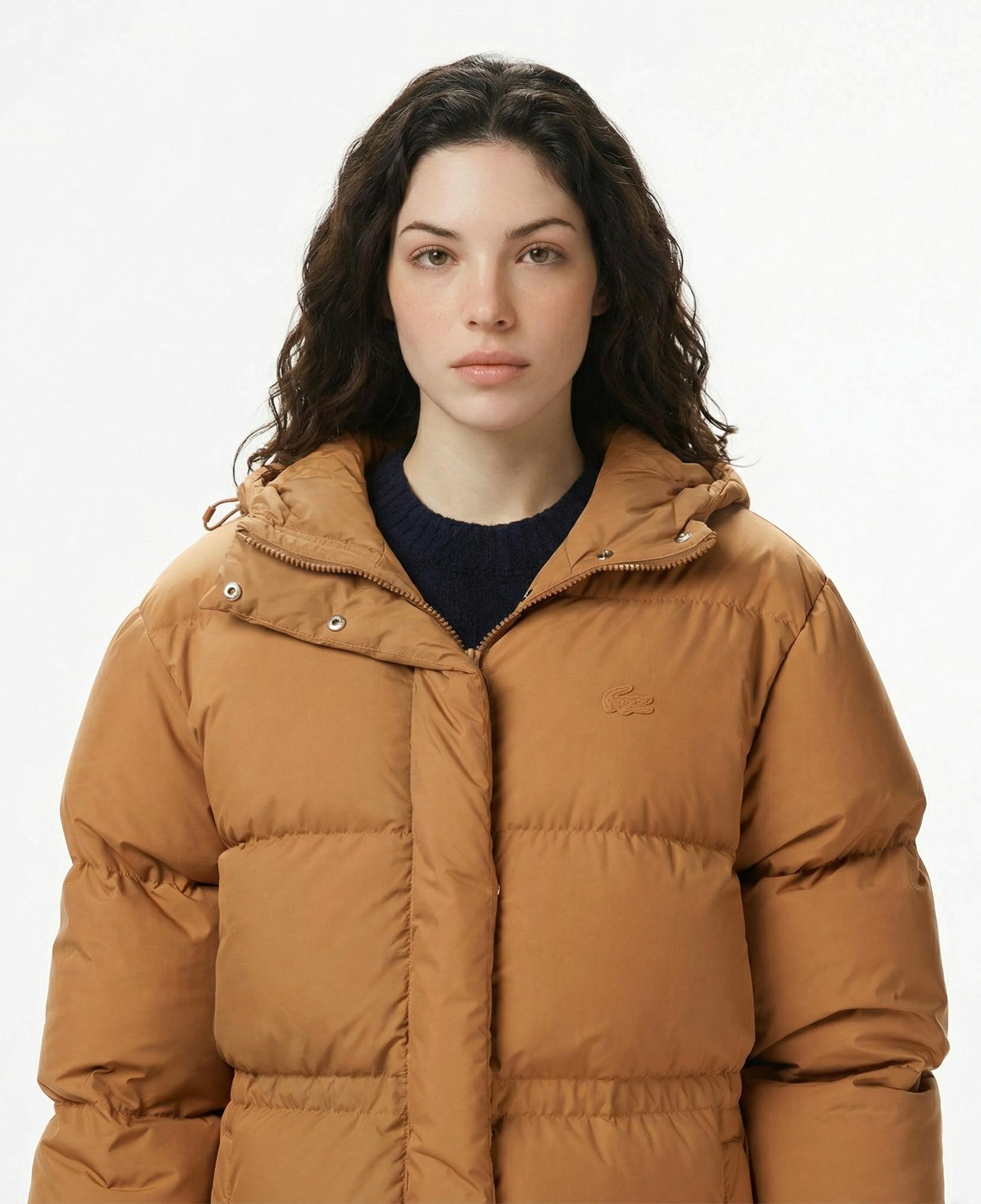 Lacoste Kadın Kapüşonlu Açık Kahverengi Mont