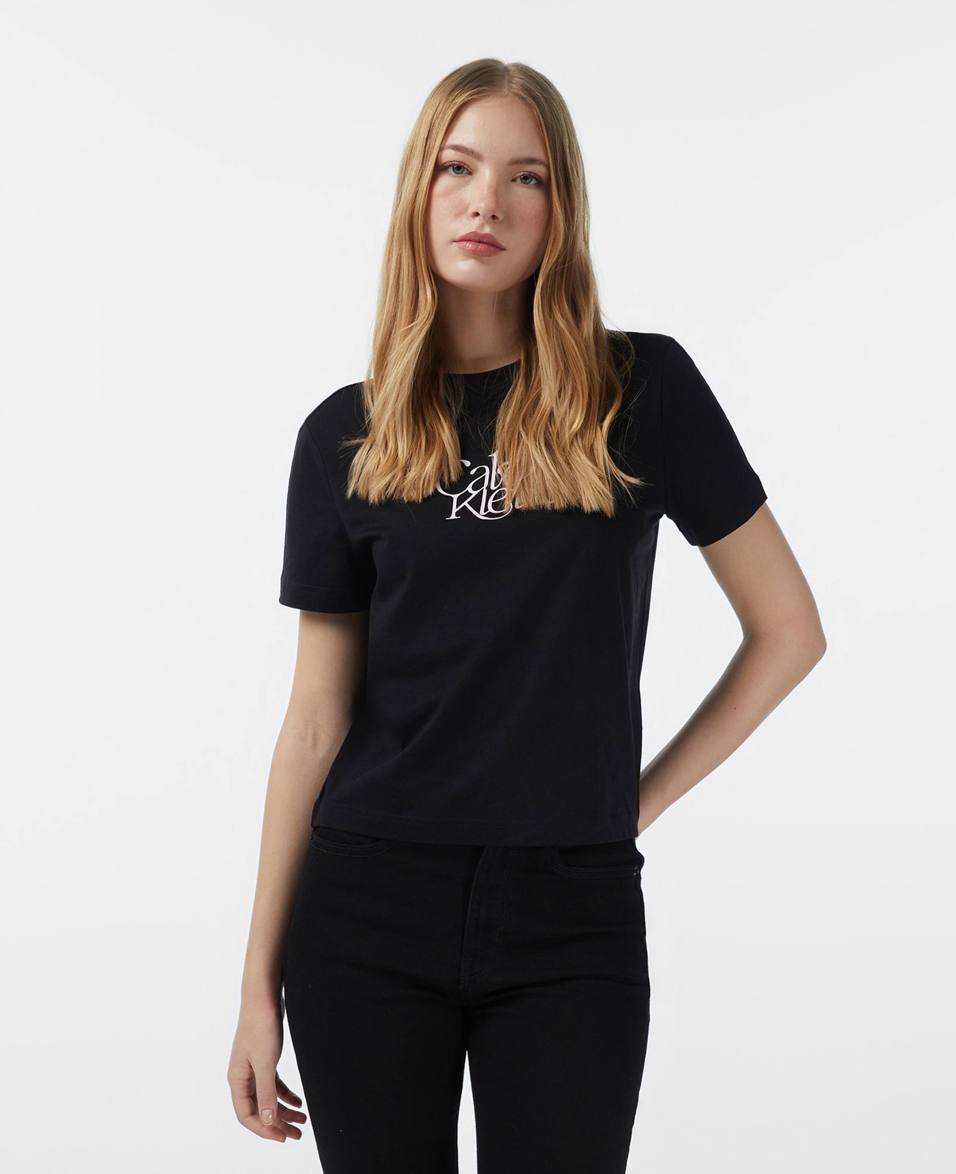 Calvin Klein Fitted Script Kadın Siyah T-Shirt