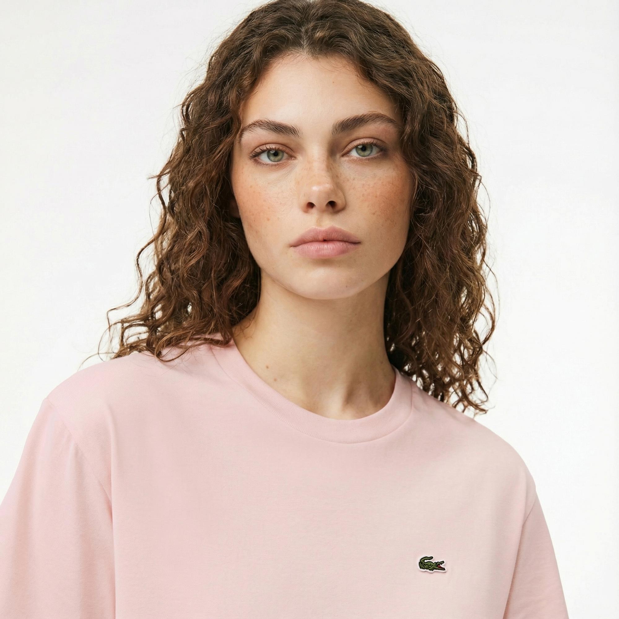 Lacoste Kadın Relaxed Fit Bisiklet Yaka Pembe T-Shirt