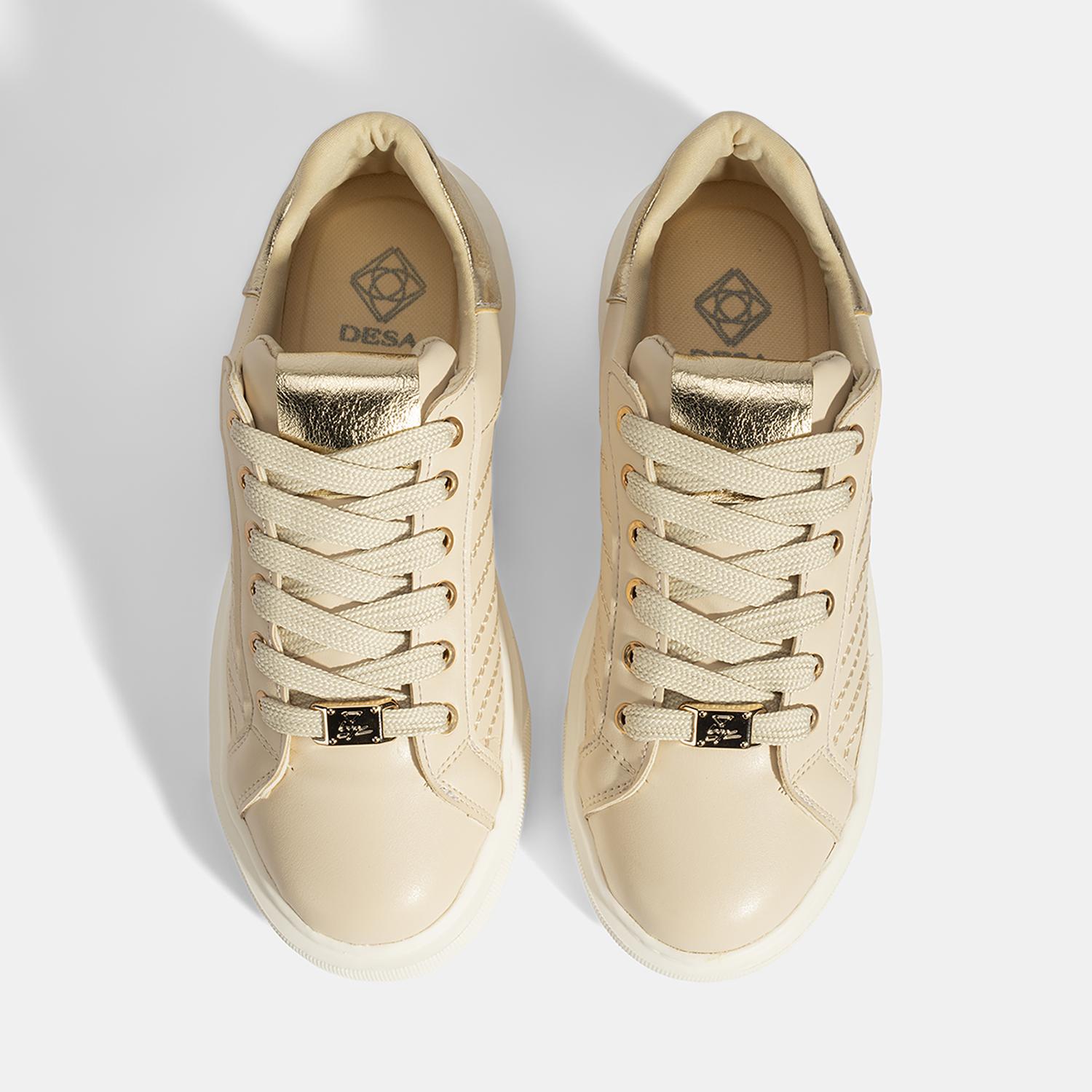 Kadın Bej Bağcıklı Spor Ayakkabı