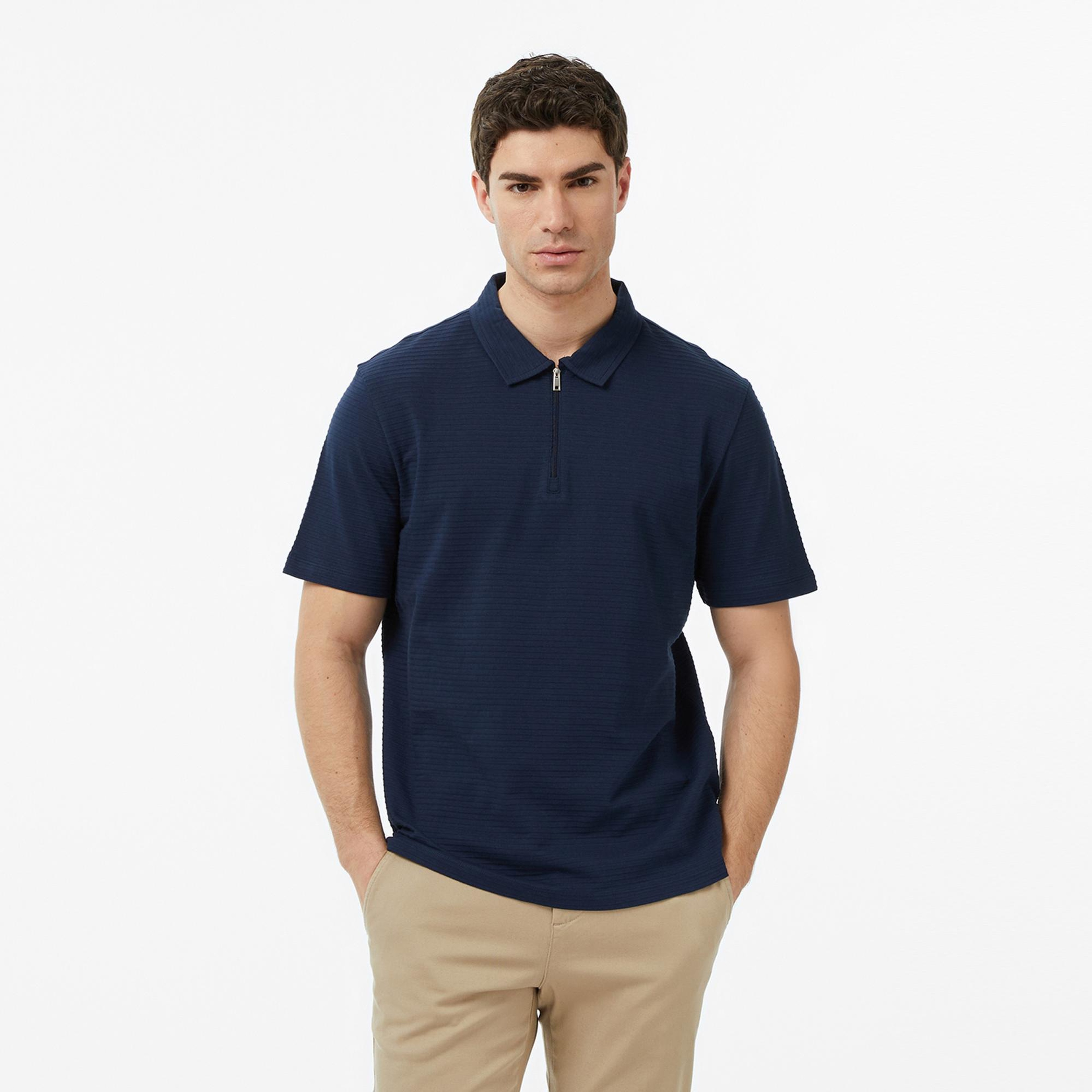 Nautica Erkek Lacivert Regular Fit Çizgili Polo Yaka T-Shirt
