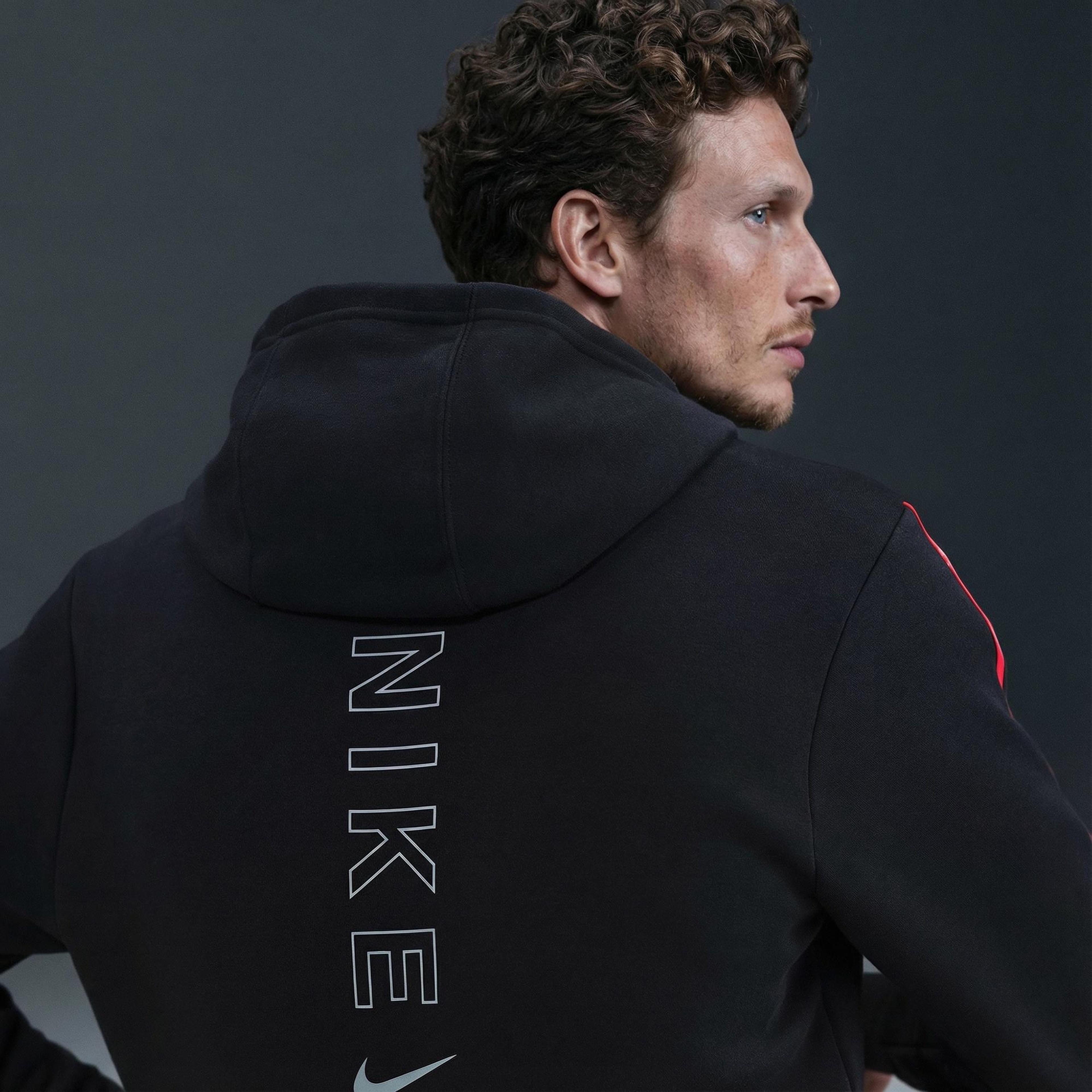 Nike Sportswear City Side Fleece Erkek Siyah Kapüşonlu Hoodie