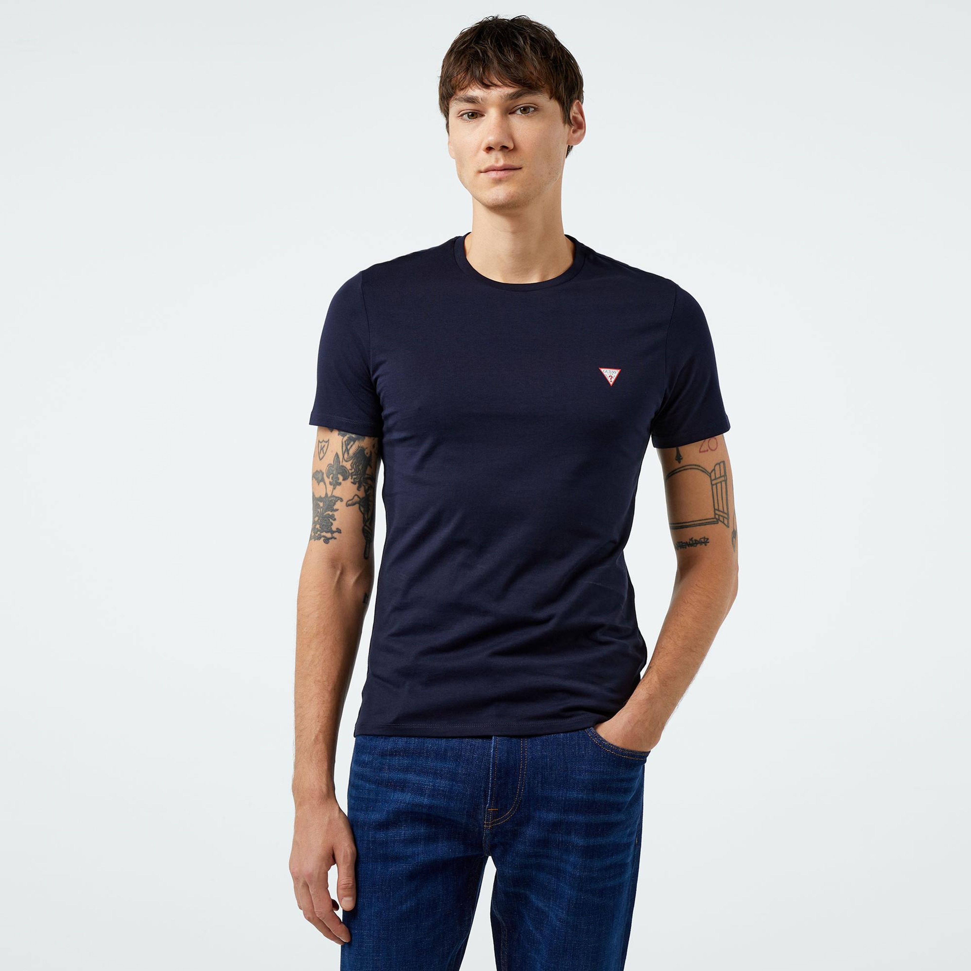 Guess Mid Organic Stream Jersey Erkek Lacivert T-Shirt