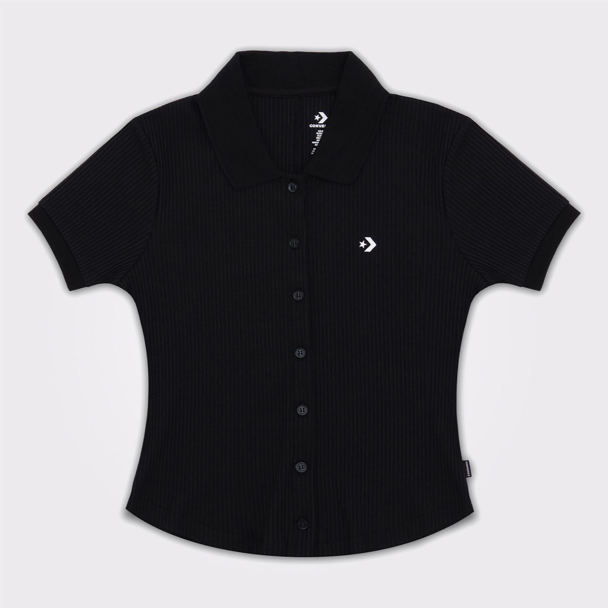 Converse Slim Fit Kadın Siyah Polo