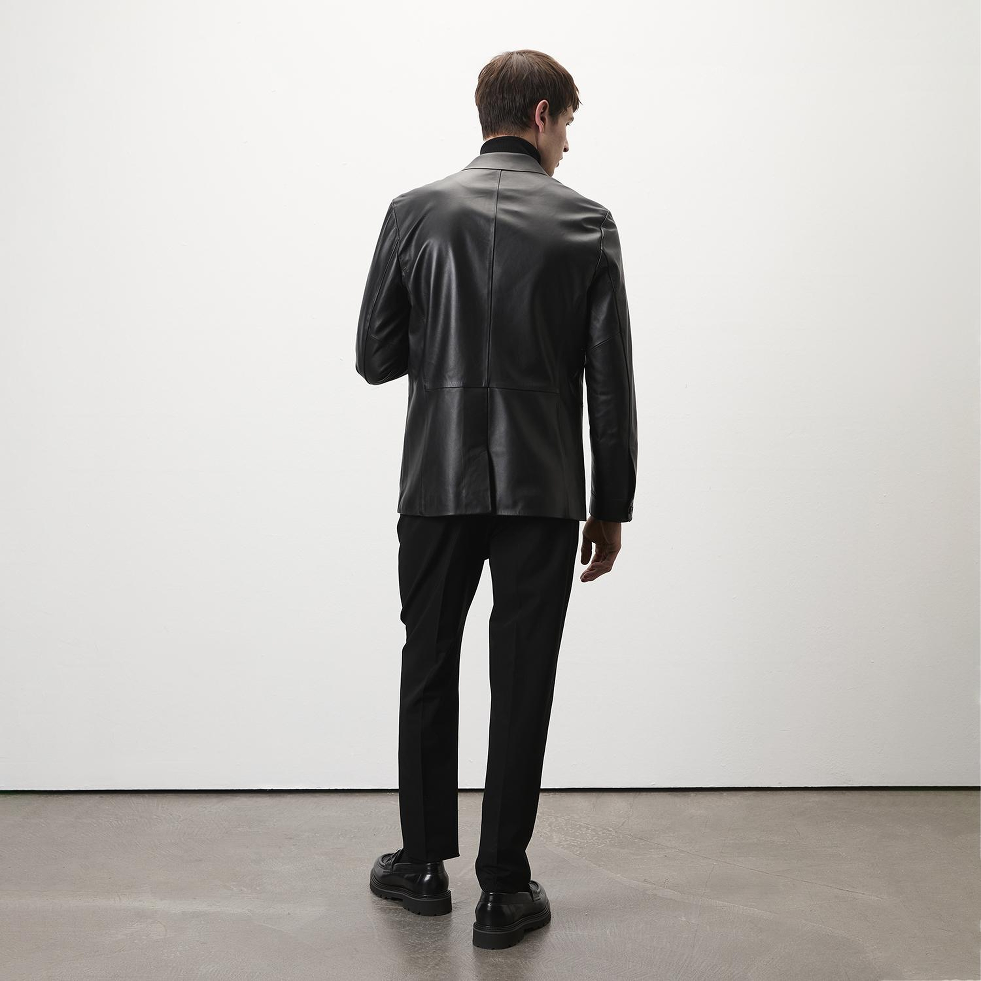 Auburn Siyah Erkek Deri Blazer Ceket