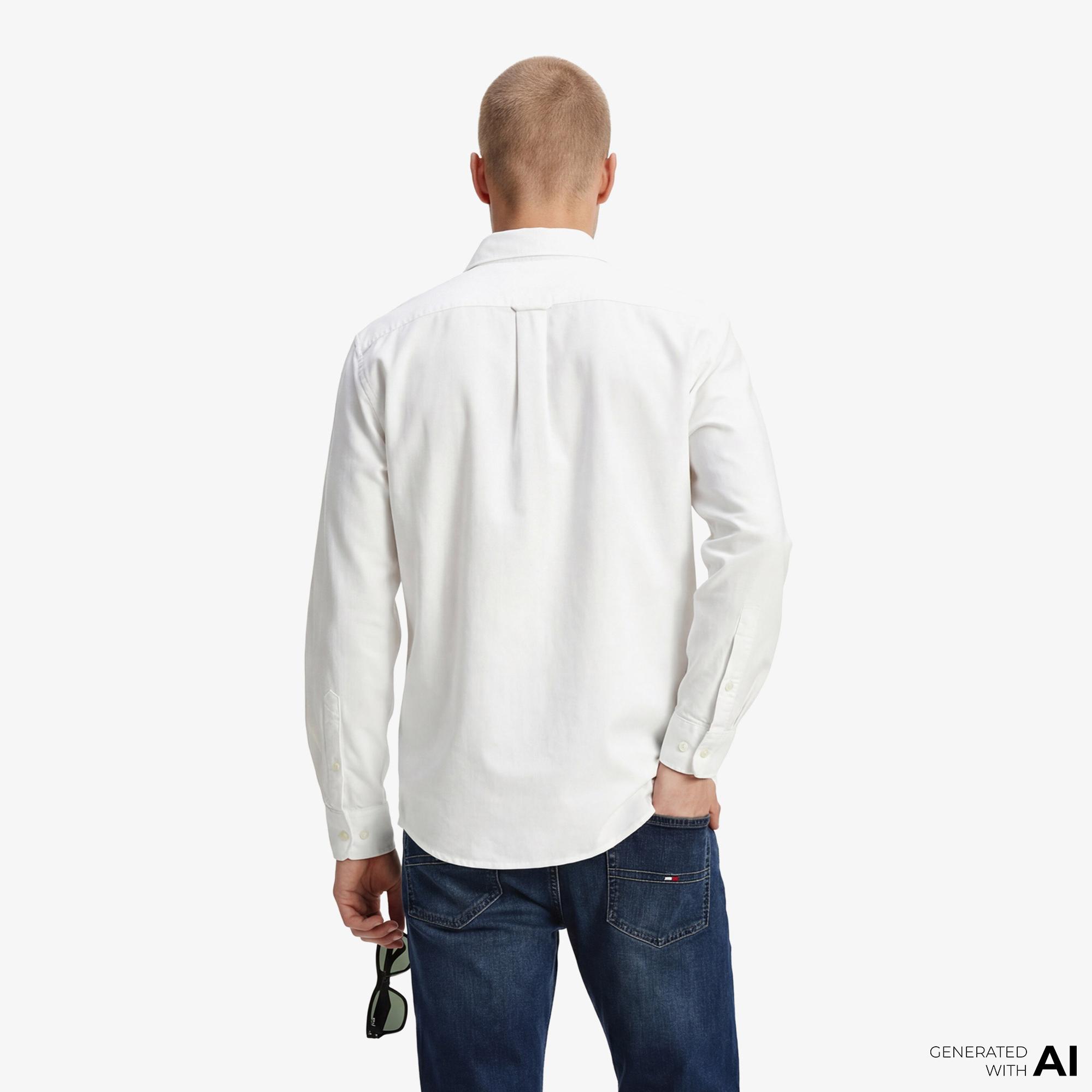 Tommy Hilfiger Denim Essentials Kadın Beyaz Gömlek