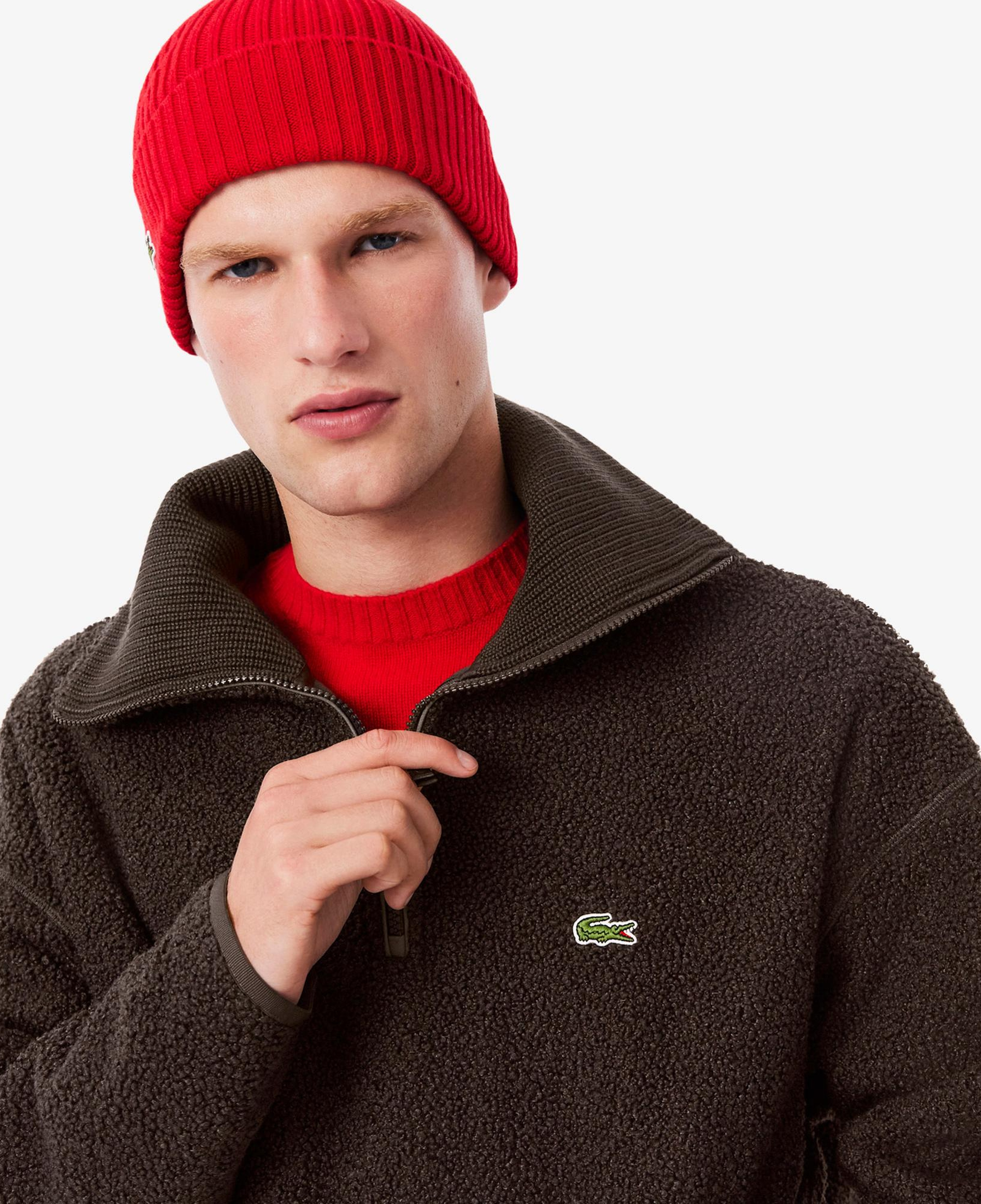 Lacoste Erkek Loose Fit Yarım Fermuarlı Kahverengi Sweatshirt