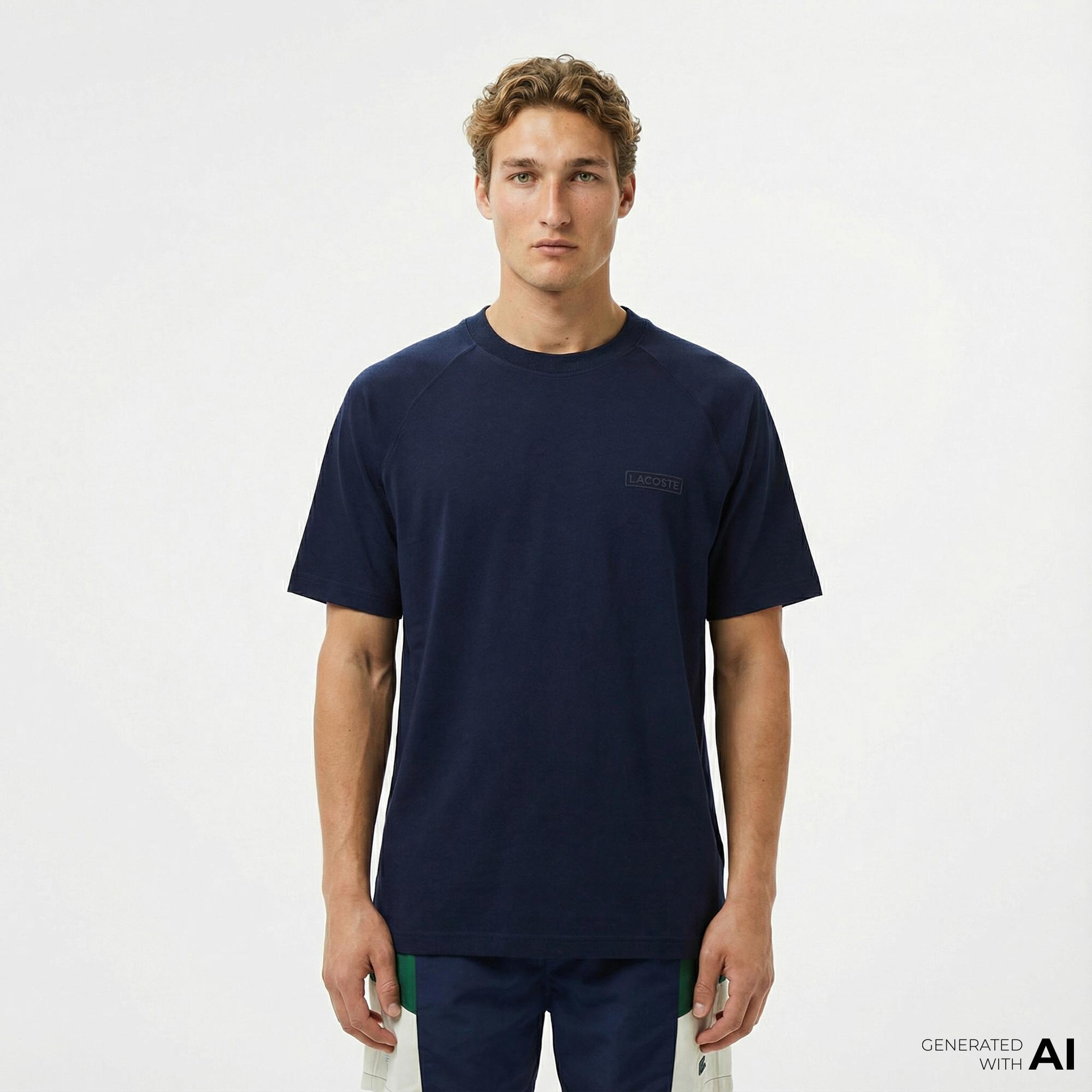 Lacoste Erkek Oversize Fit Bisiklet Yaka Lacivert T-Shirt