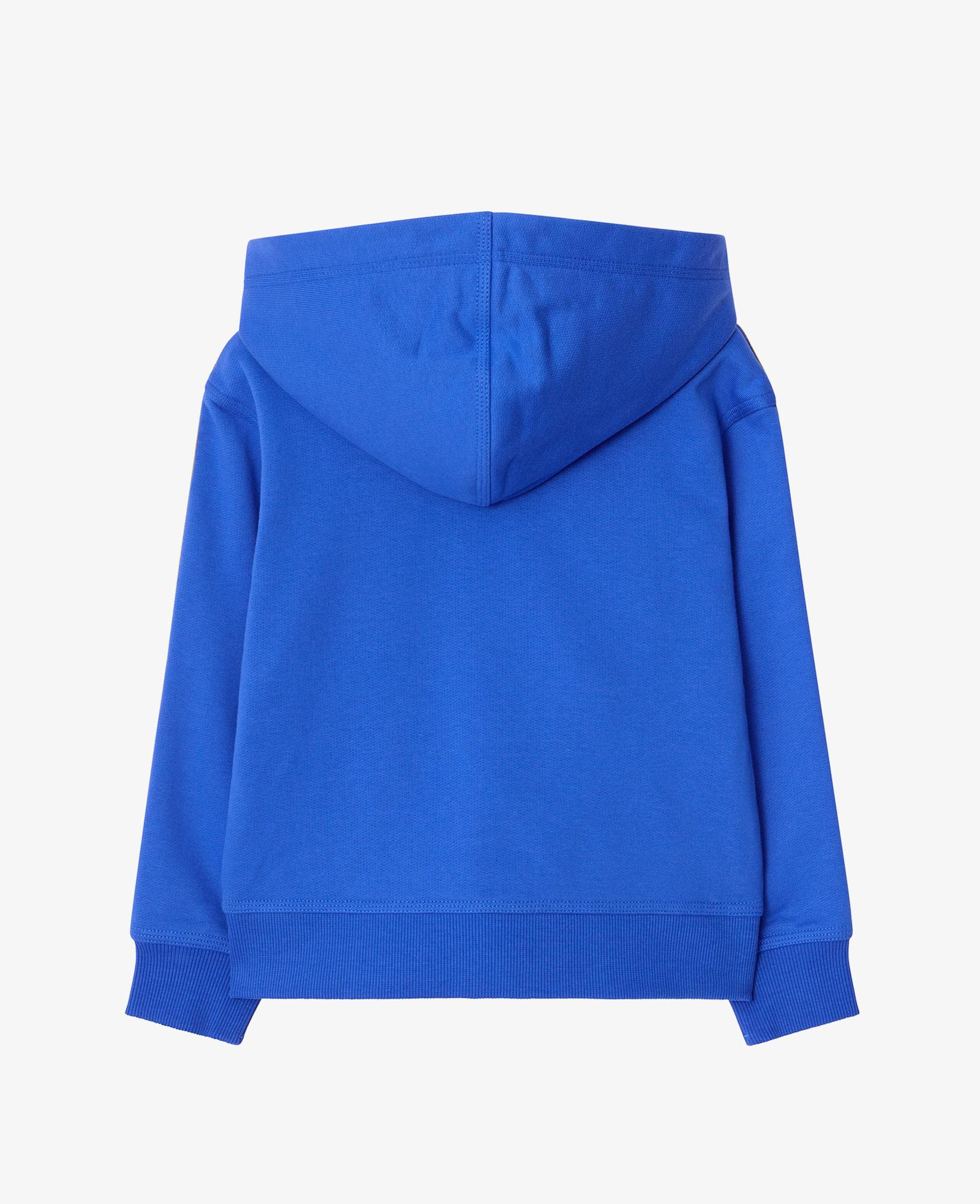 Burberry Check Trim Cotton Zip Çocuk Mavi Hoodie