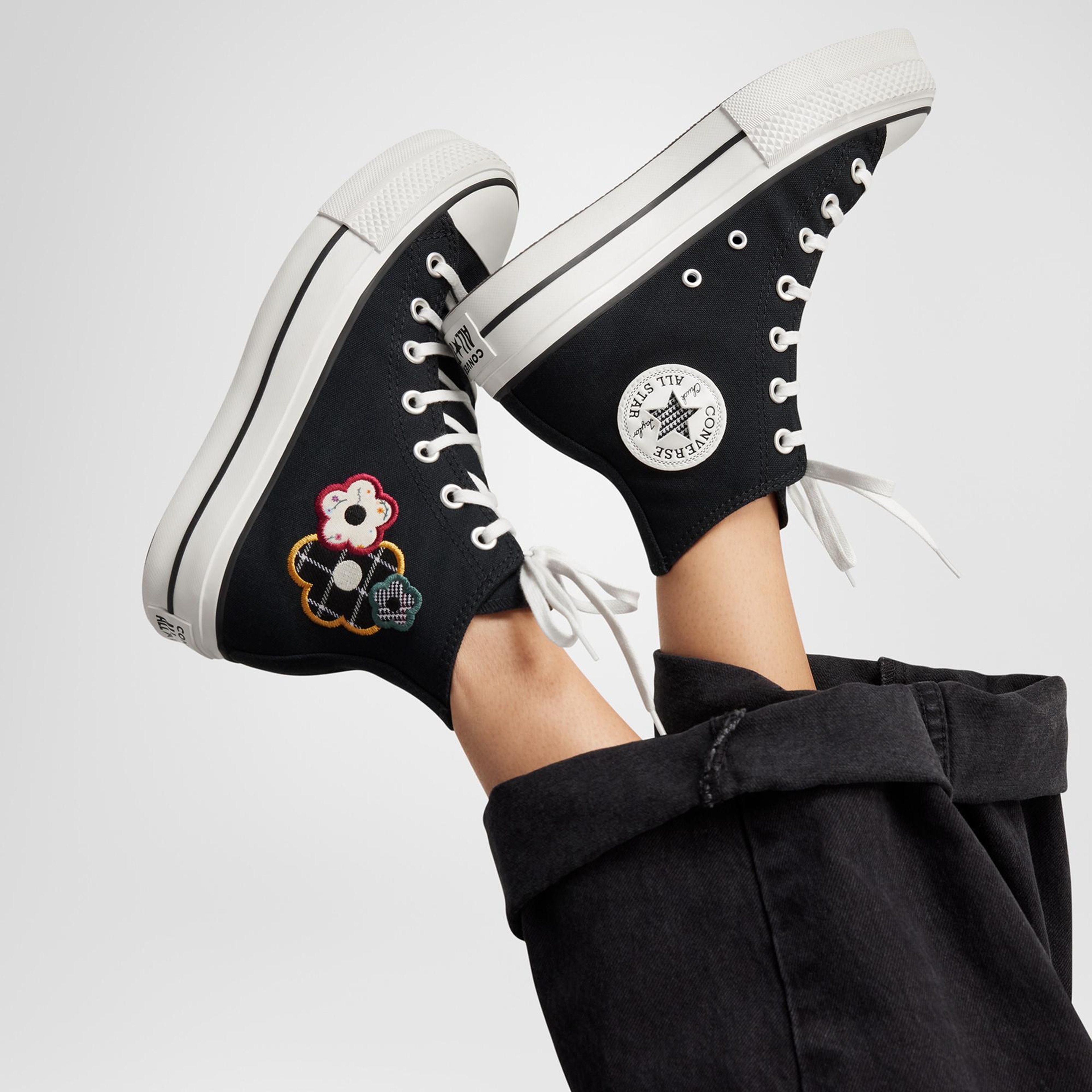 Converse Chuck Taylor All Star Lift Platform Floral Kadın Siyah Sneaker
