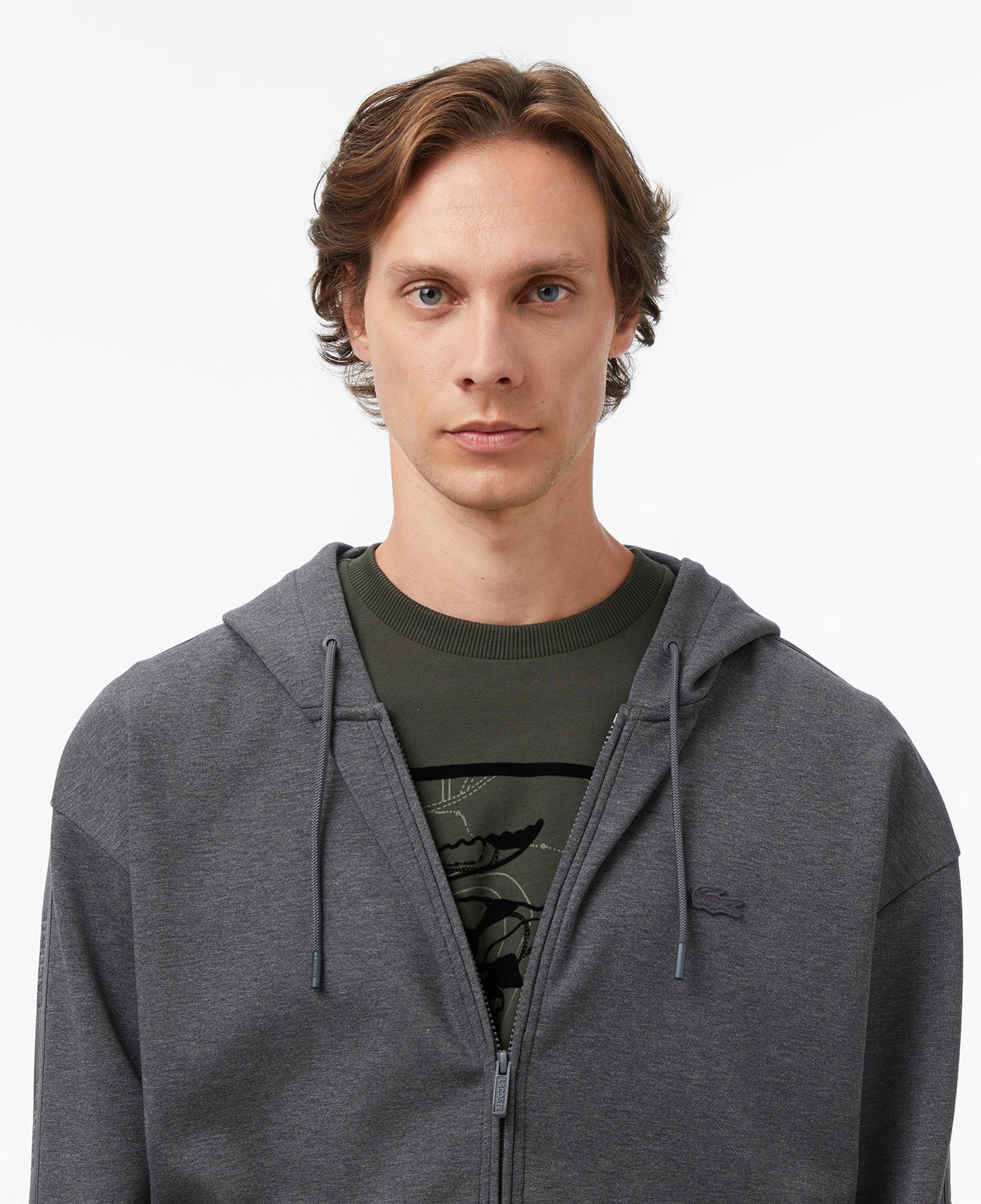 Lacoste Erkek Relaxed Fit Kapüşonlu Gri Sweatshirt