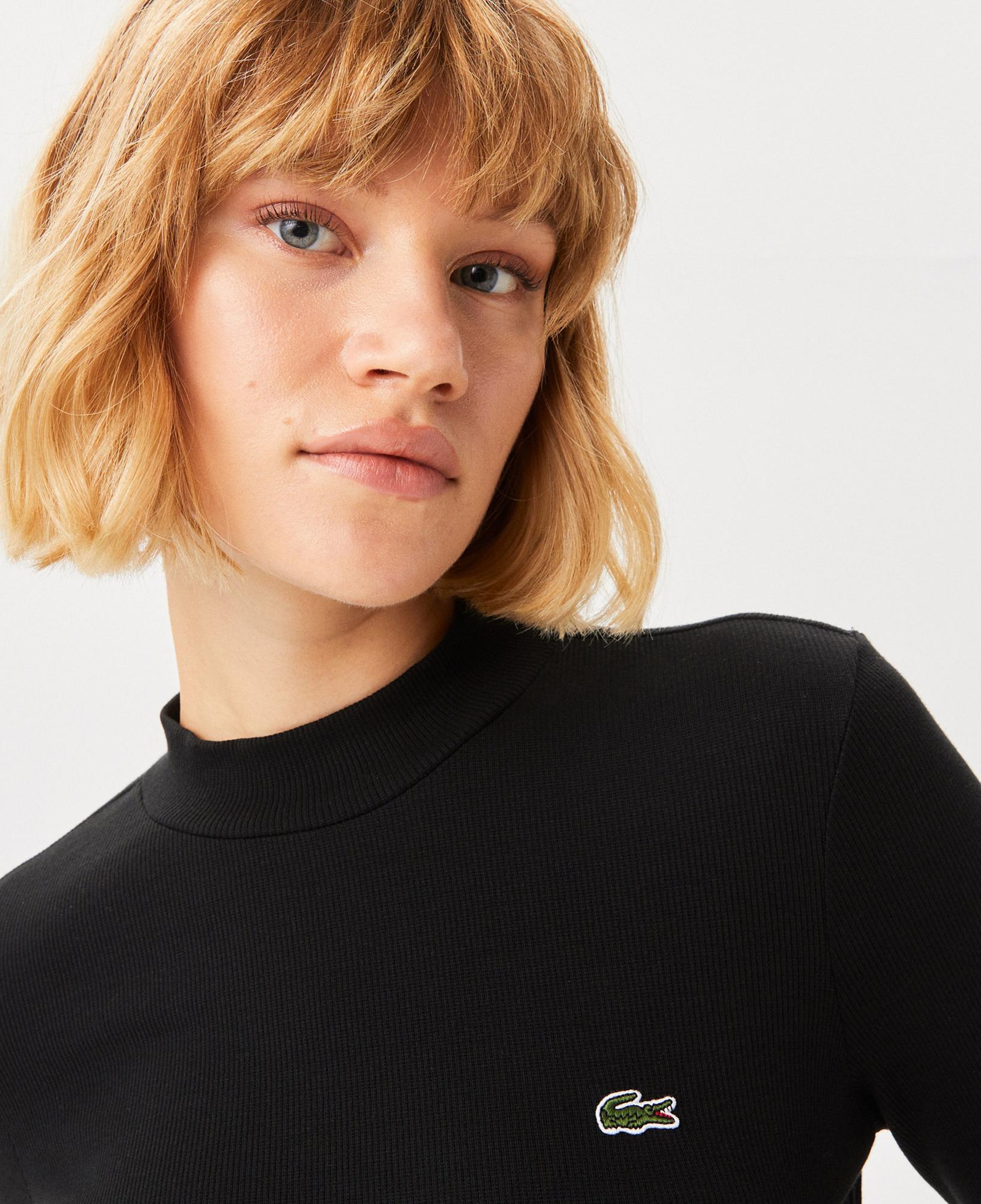 Lacoste Kadın Slim Fit Uzun Kollu Bisiklet Yaka Siyah T-Shirt