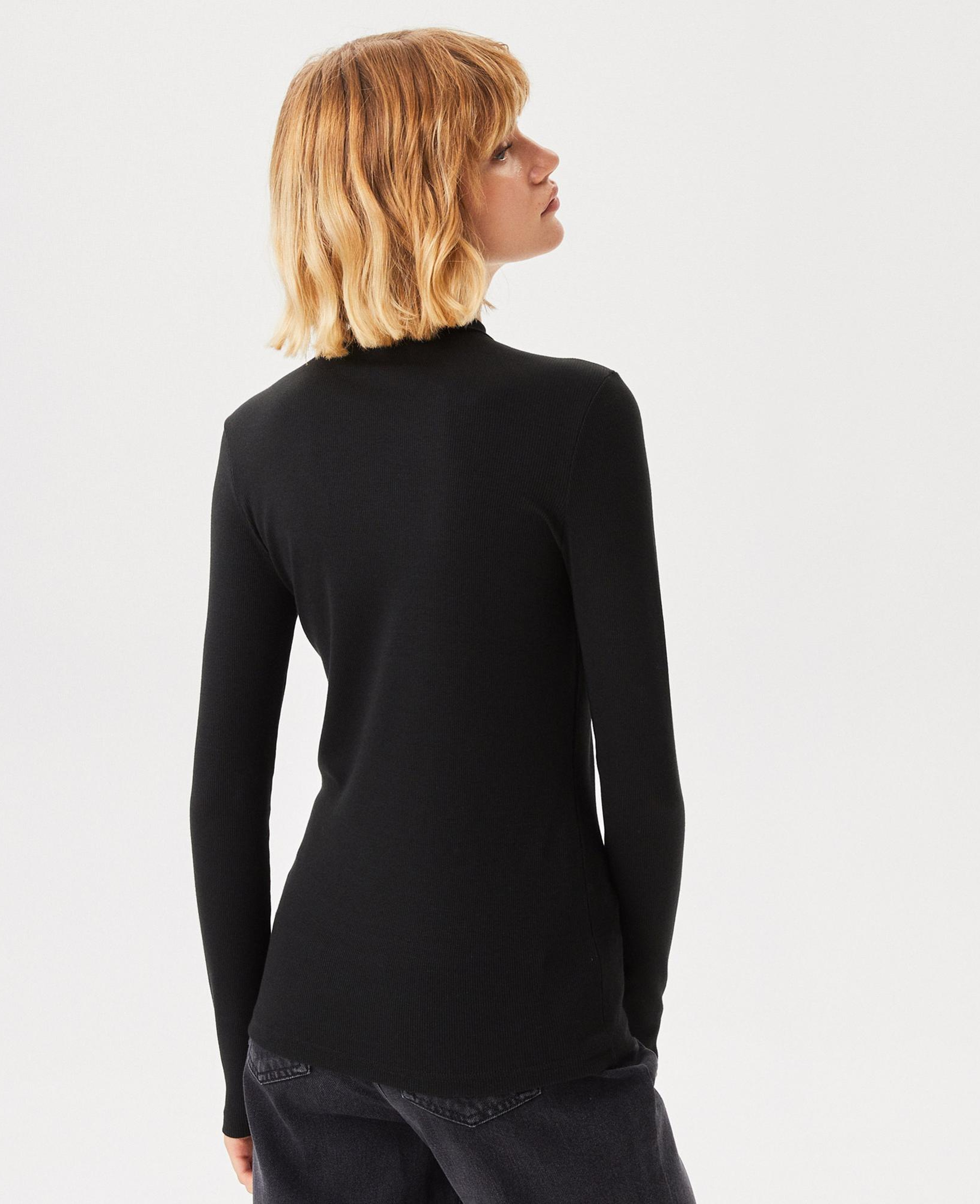 Lacoste Kadın Slim Fit Uzun Kollu Bisiklet Yaka Siyah T-Shirt