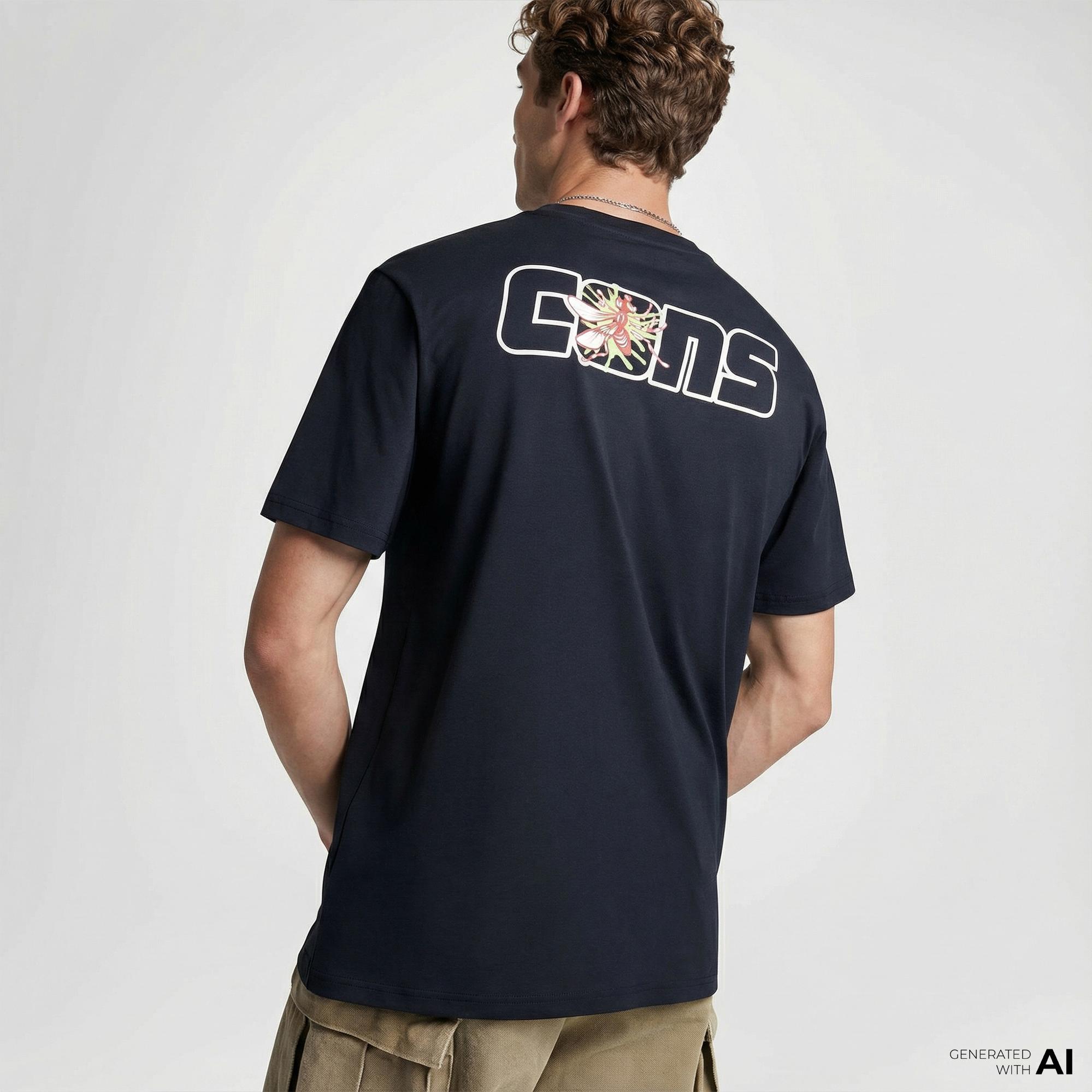 Converse Erkek Loose Fit Baskılı Siyah T-Shirt